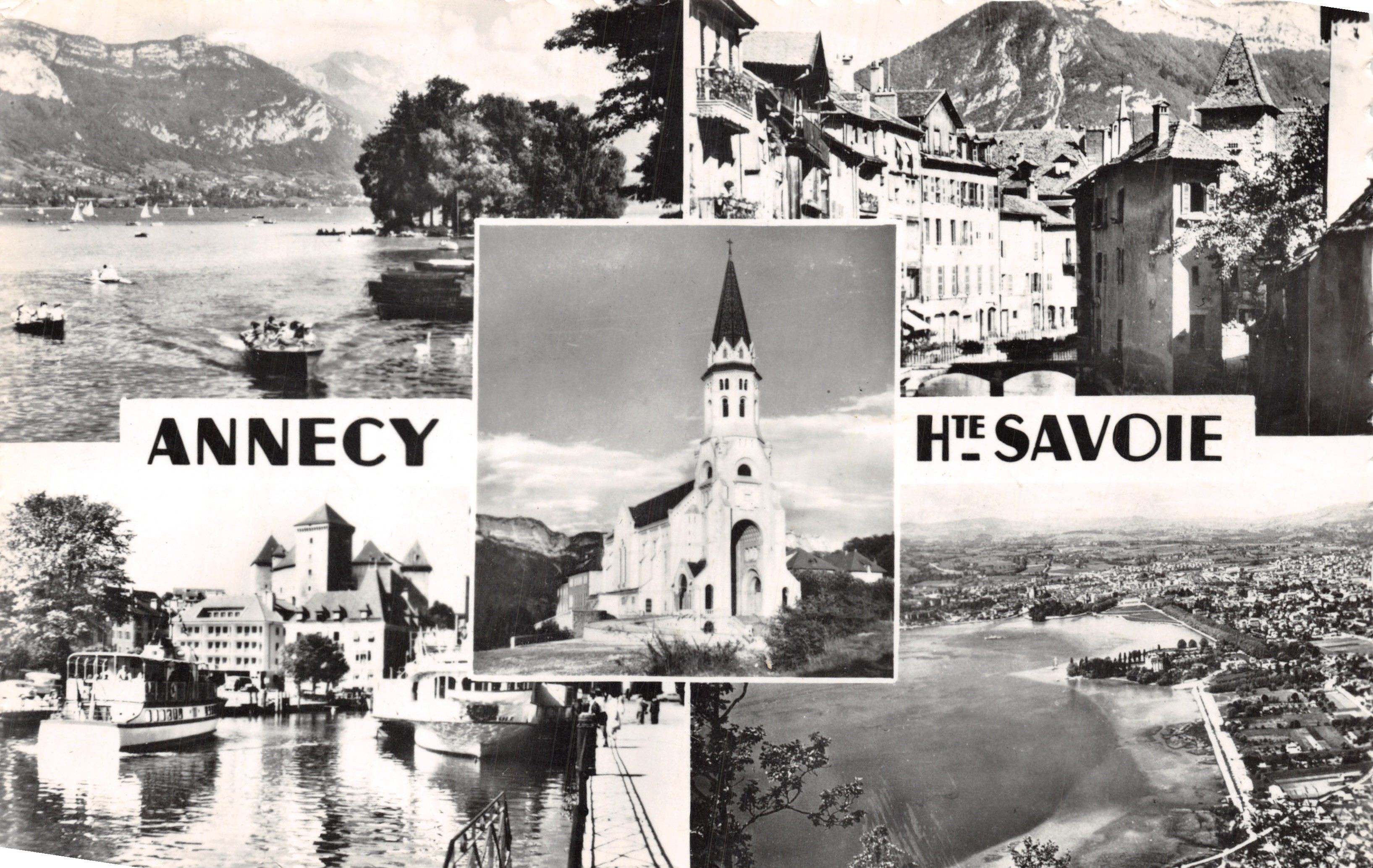 Annecy — panoramische uitzicht met kerk en meer — Uitgave GIL