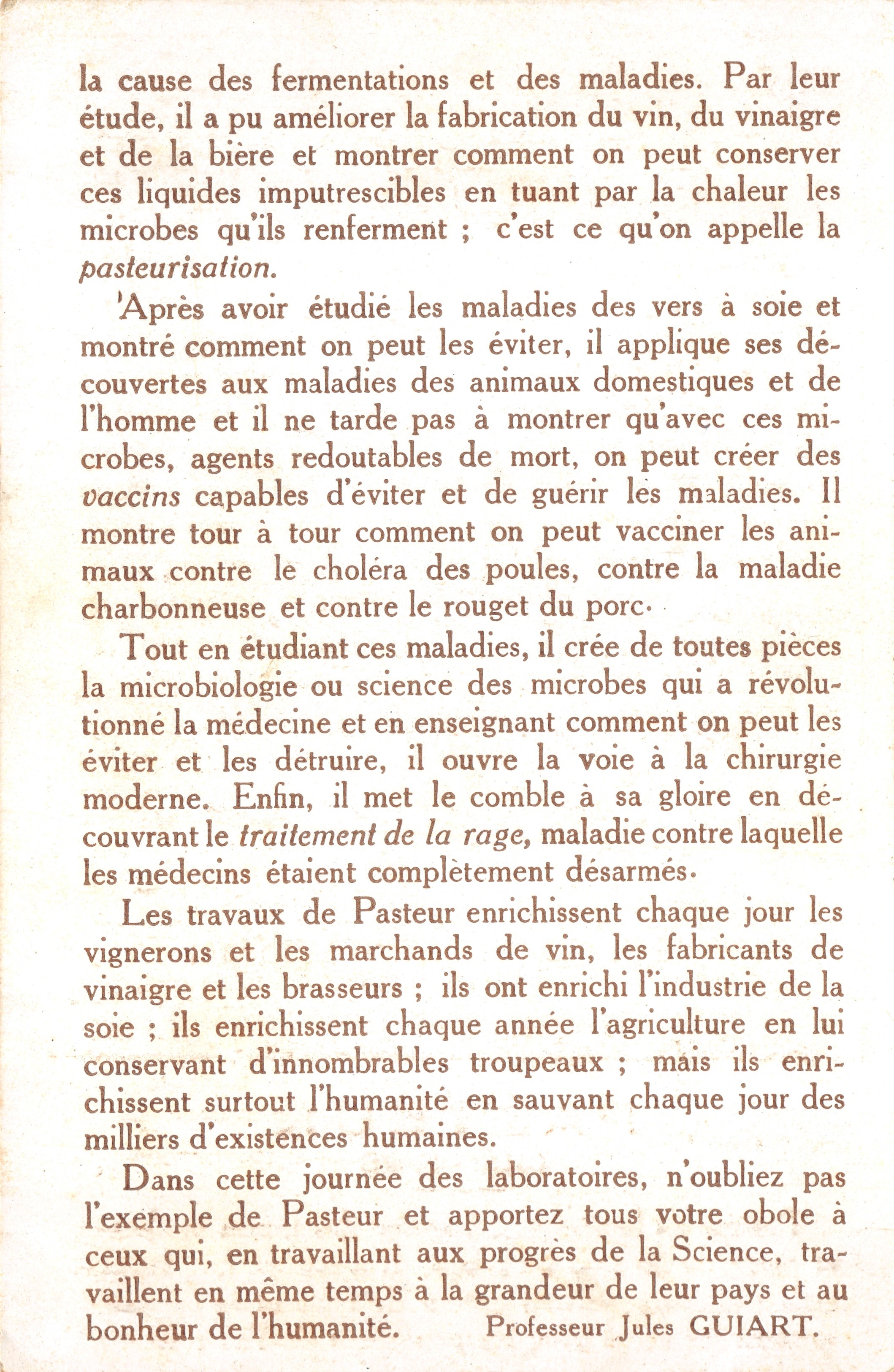 Pasteur — portrait en laboratoire — éditeur imprimeur non visible — Reverso