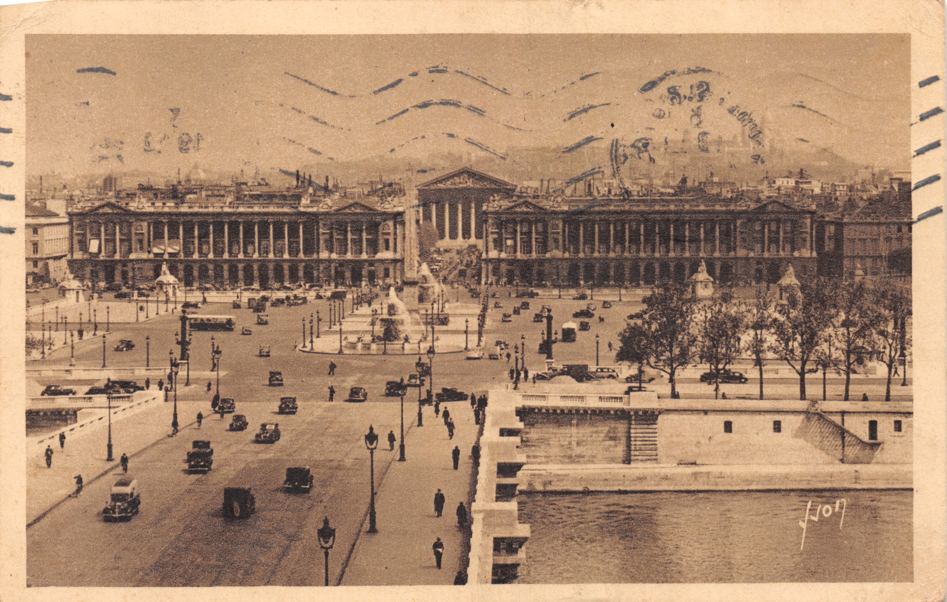 Place de la Concorde — allgemeiner Blick mit dem Hügel Montmartre — Les Editions d'Art YON, Paris