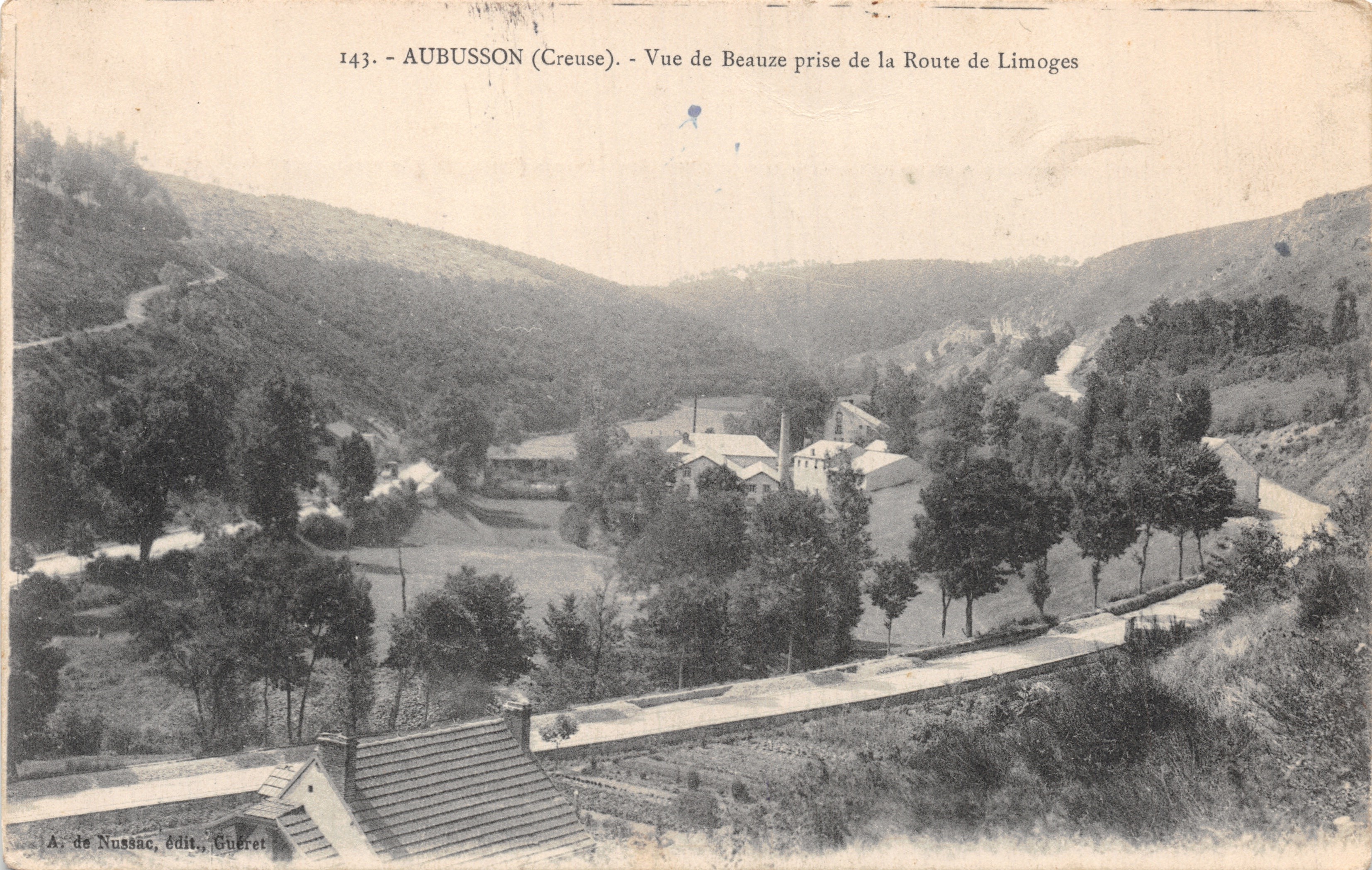 Aubusson (Creuse) — Vista de Beauze desde la Route de Limoges — A. de Nussac, editado por Guéret