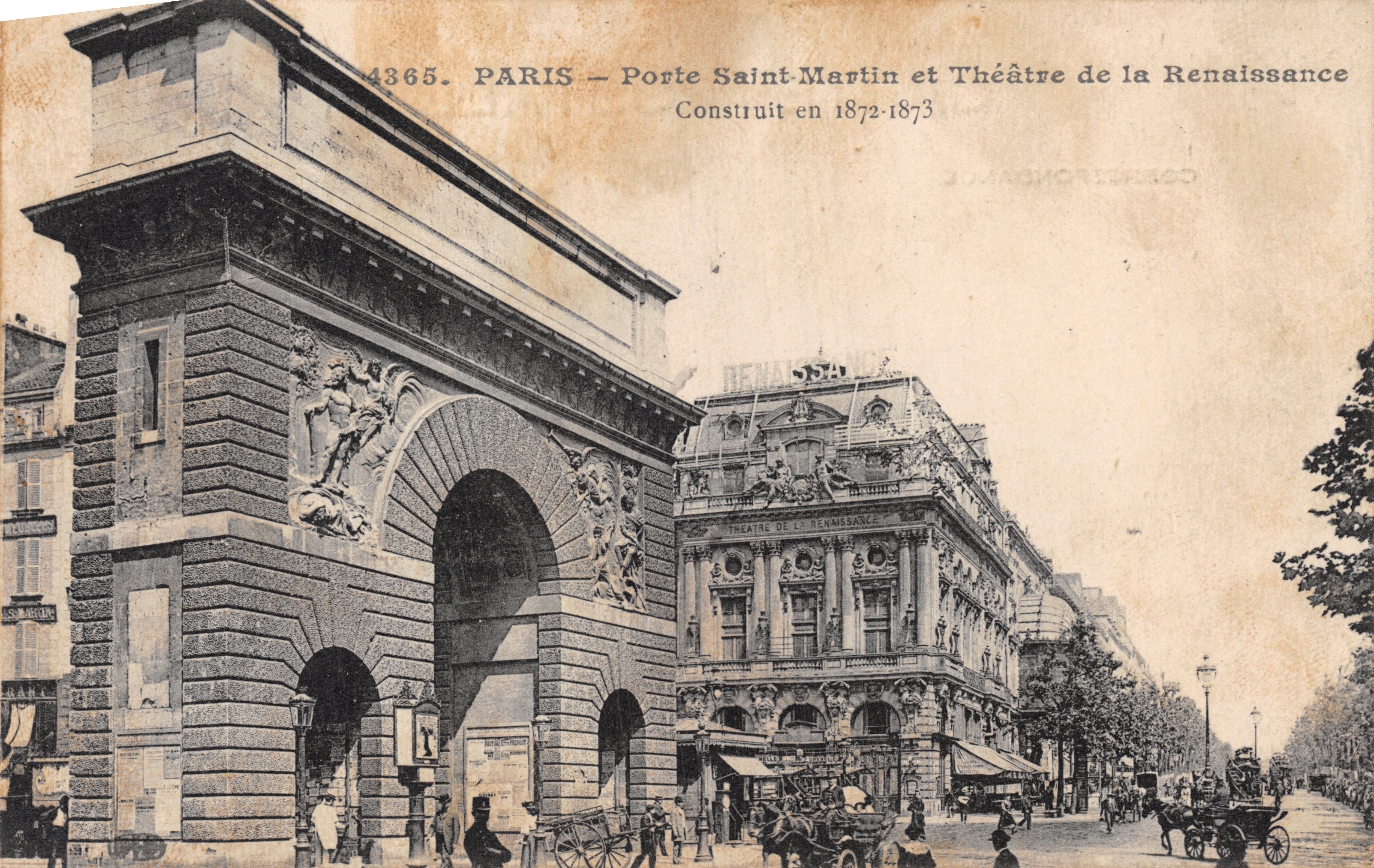 Paris — Porte Saint-Martin et Théâtre de la Renaissance — éditeur MAGNORITHECO, n° 4365