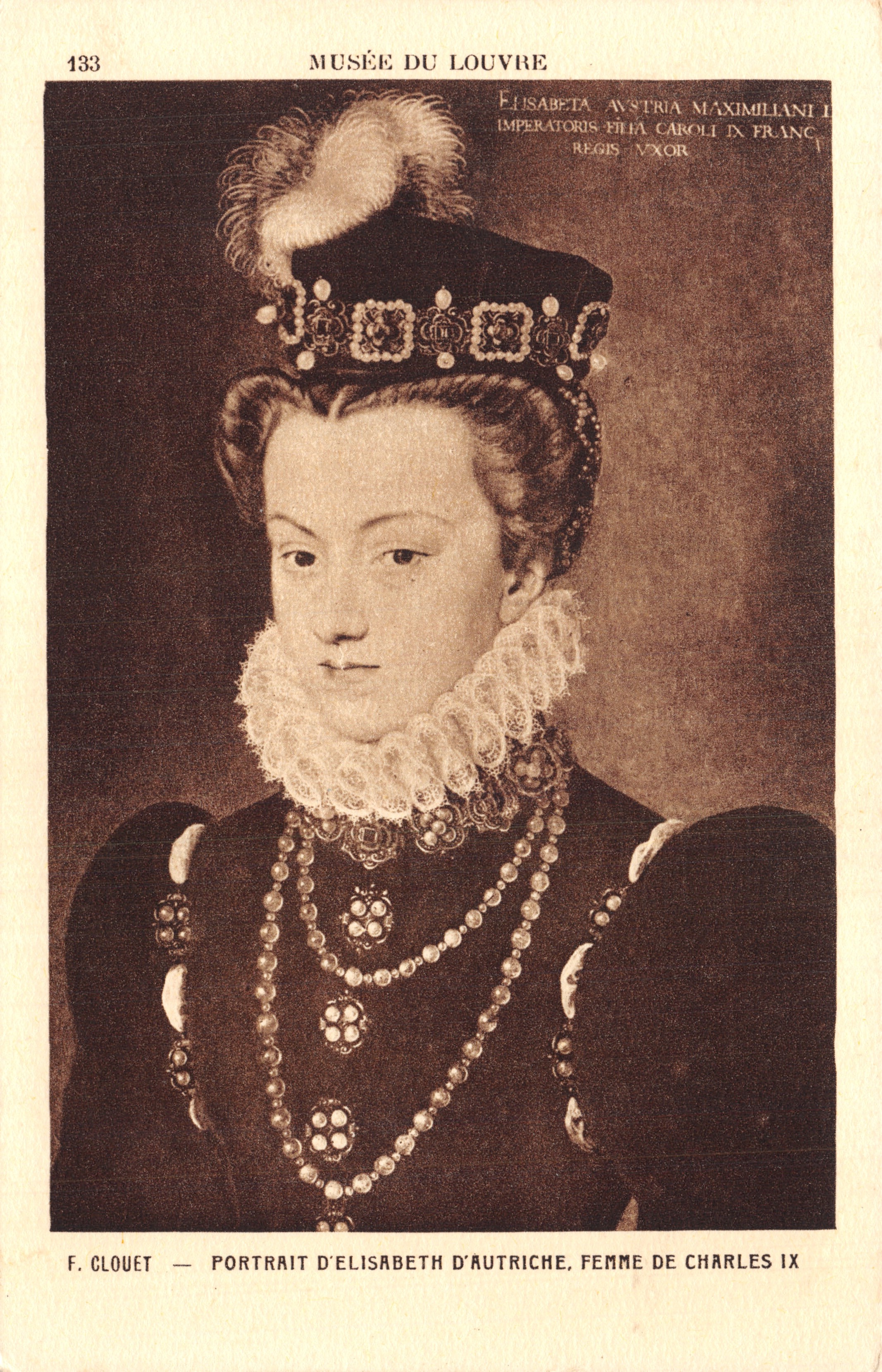 Portrait d'Élisabeth d'Autriche — femme de Charles IX — Musée du Louvre — F. Clouet — n° 133