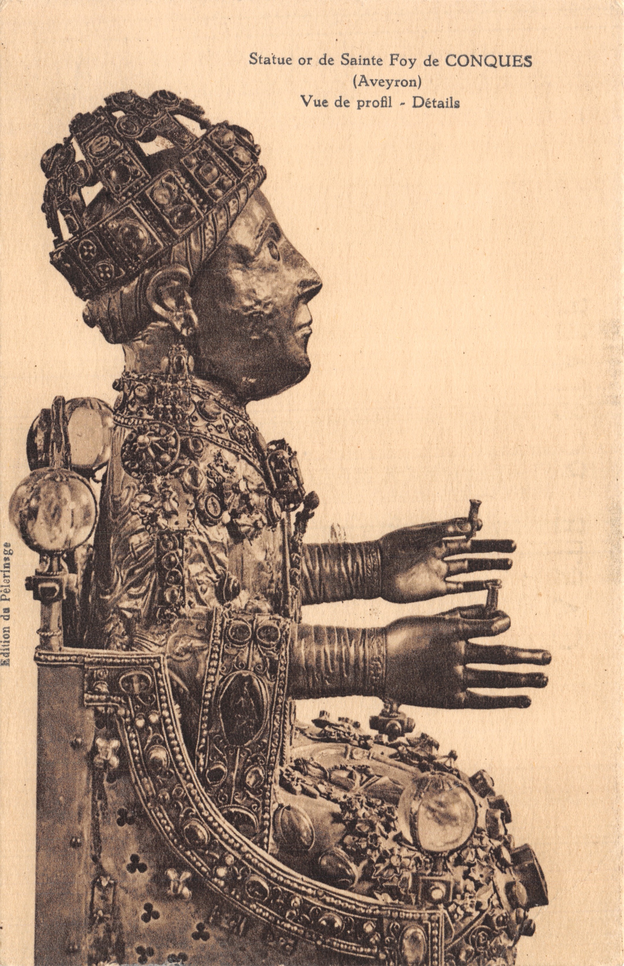 Statue or de Sainte Foy de Conques — Vue de profil - Détails — Édition du Pélérinage