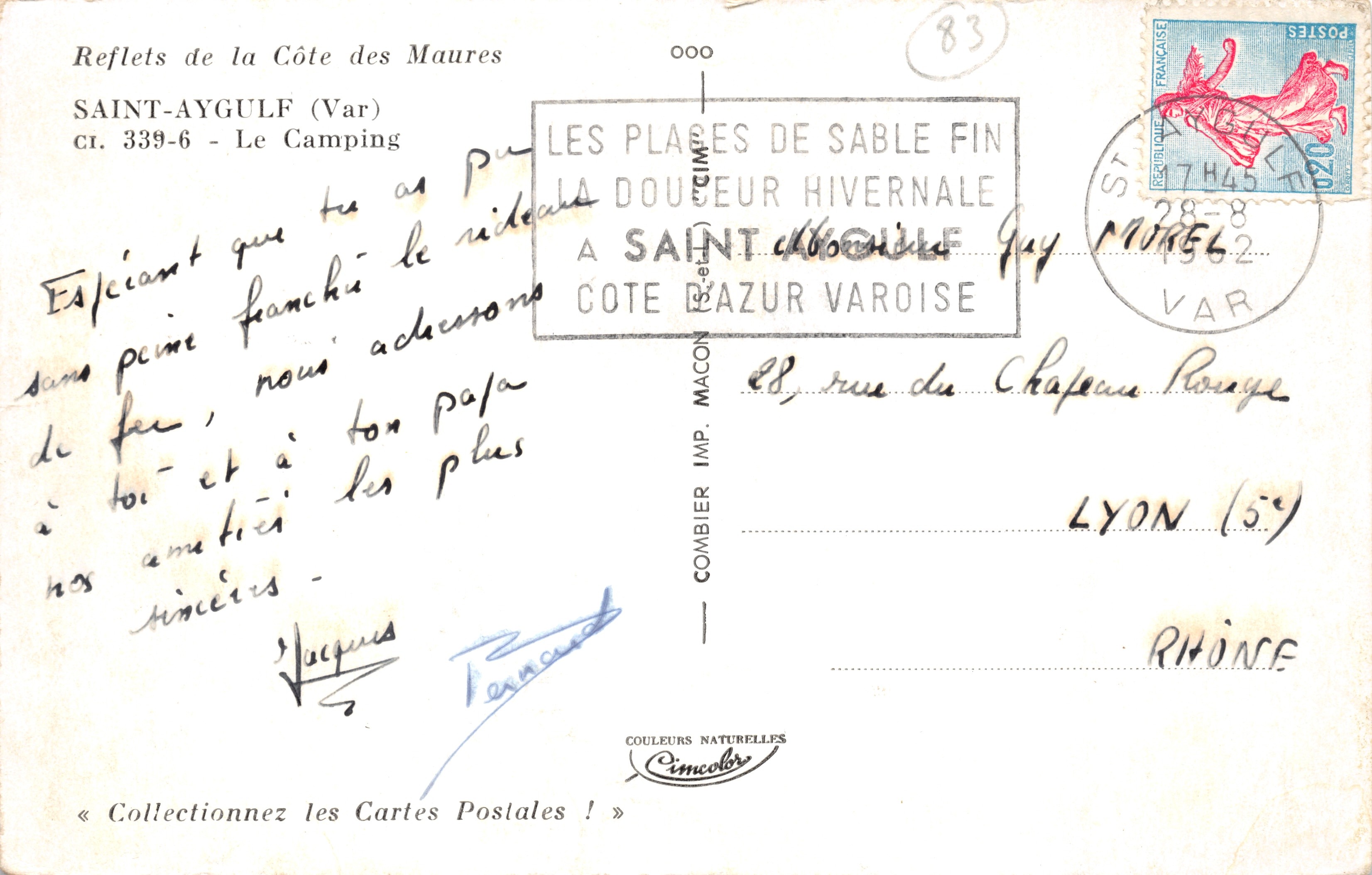 Camping de Saint-Aygulf — Plages de sable fin — éditeur Cim — Achterkant