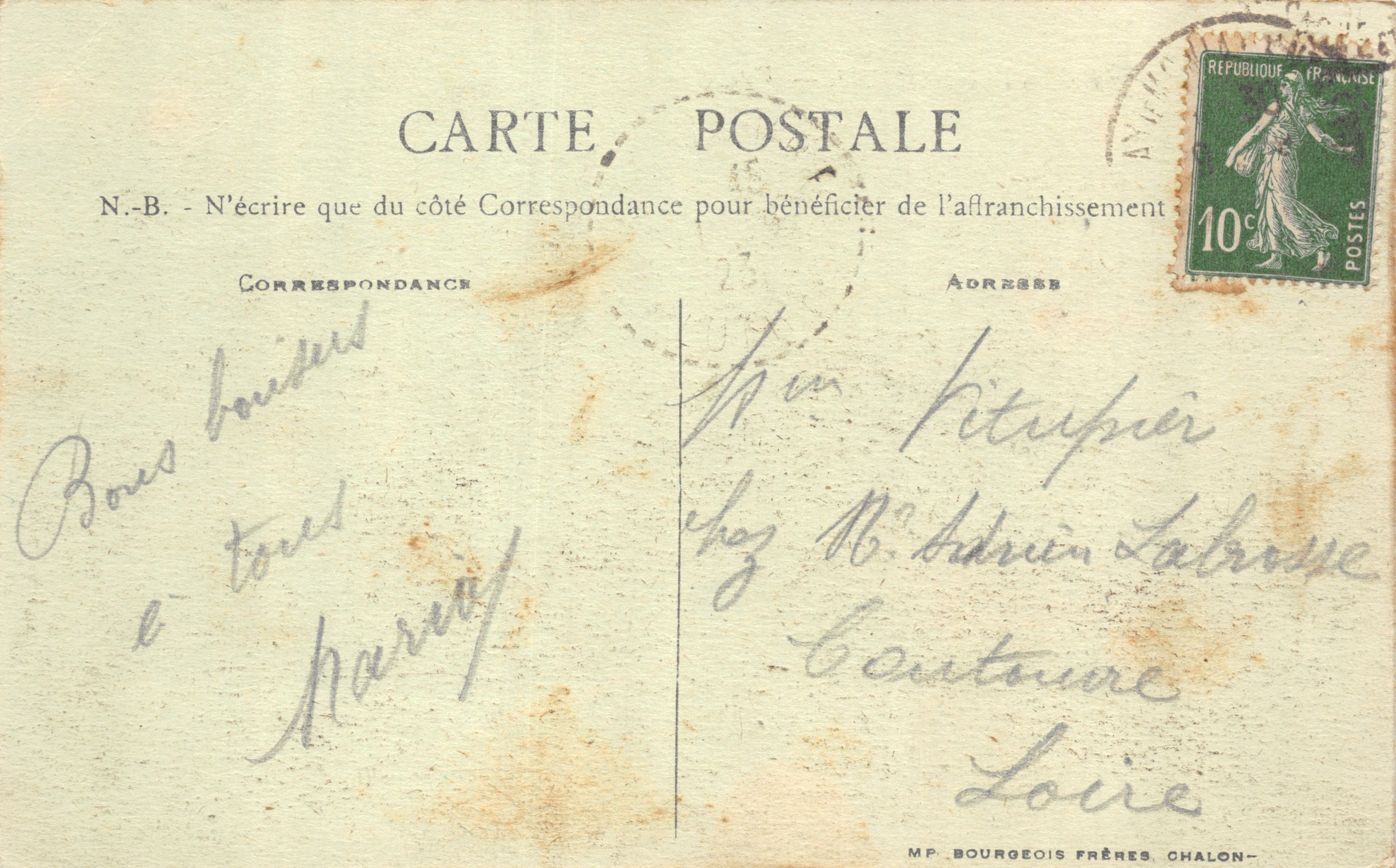 Paray-le-Monial — Vista general — B. F. Chalon — Reverso