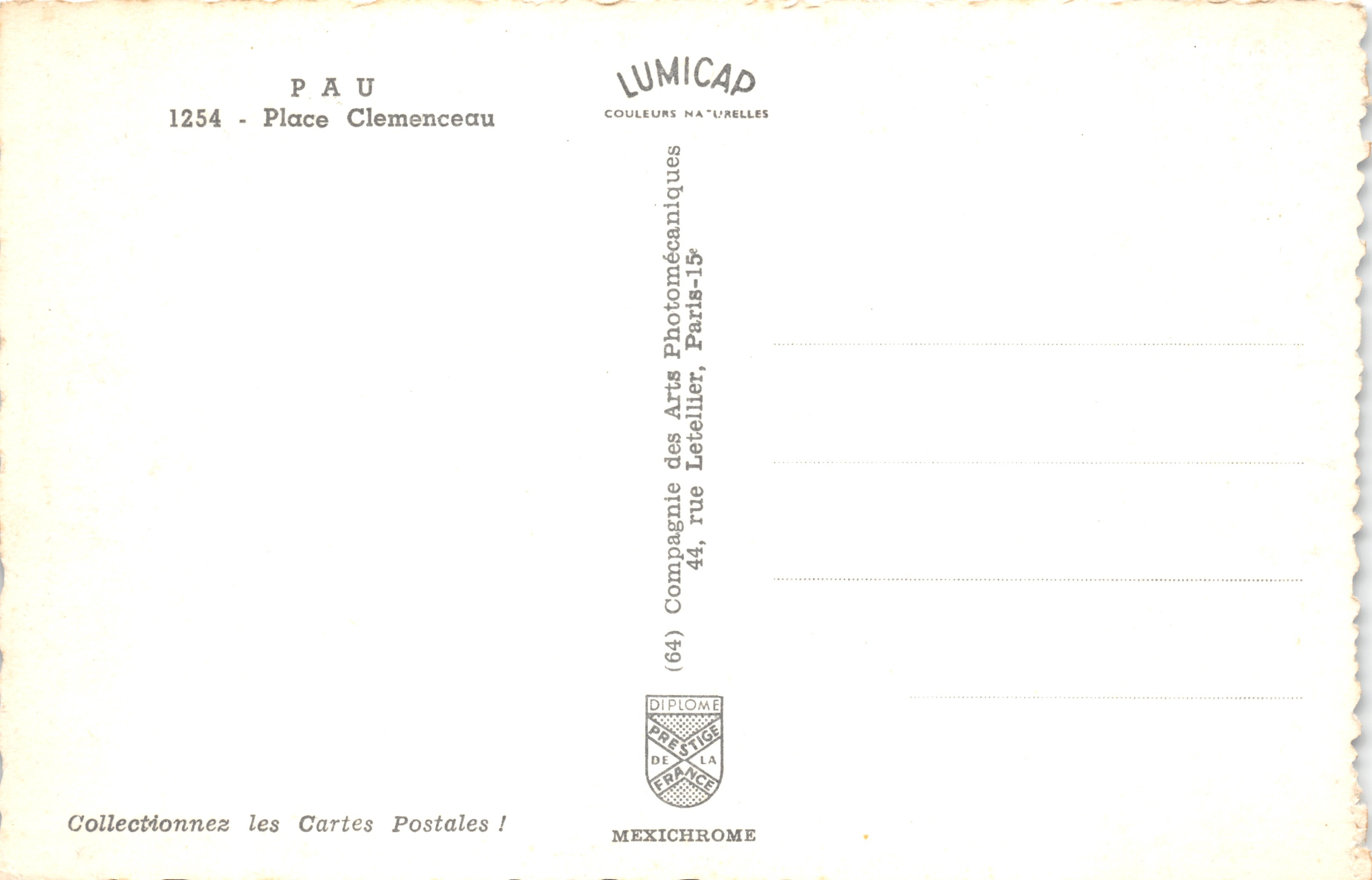 Pau — Piazza Clemenceau — Lumicap — Verso