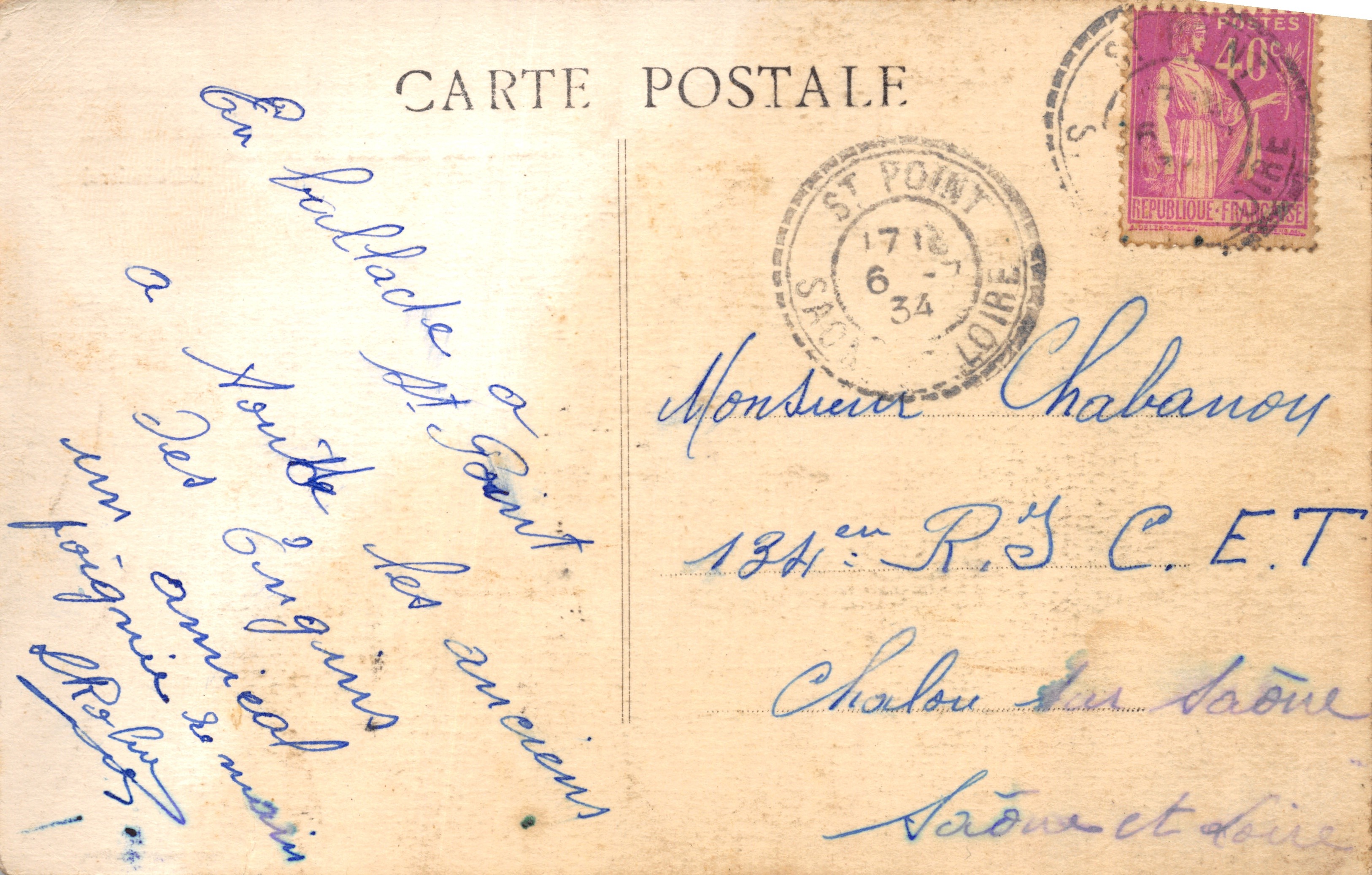 St-Point — Pittoreske dal van Velouzin, het kasteel, de kerk en de station — Fot. Combier-Nagel — Achterkant