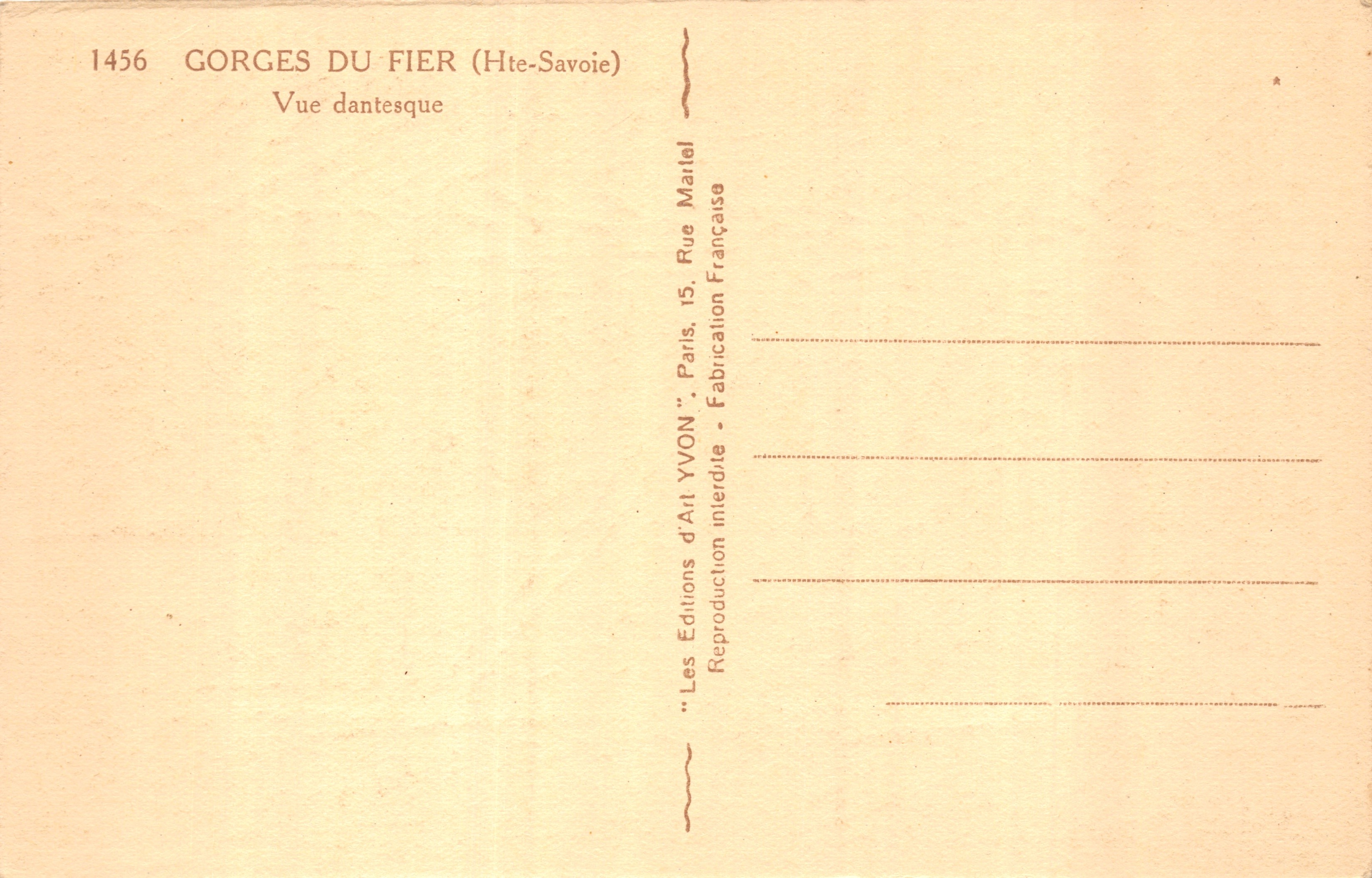 Gorges du Fier (Hte-Savoie) — Vue dantesque — Éditions YVON, Paris — Reverso