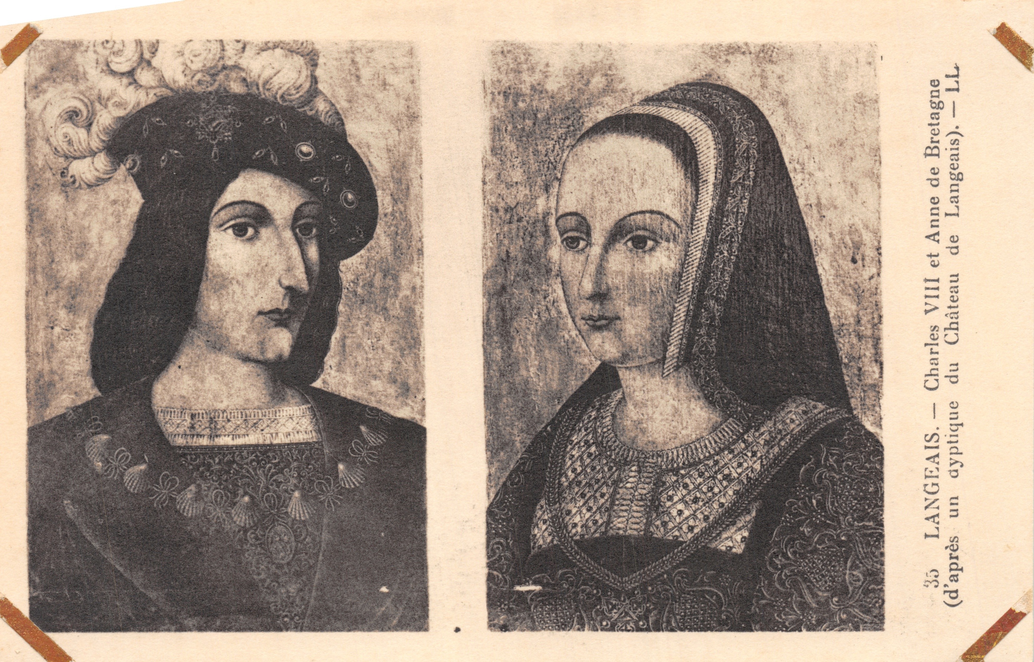 Charles VIII en Anne van Bretagne — portretten van het Kasteel van Langeais — uitgever LL