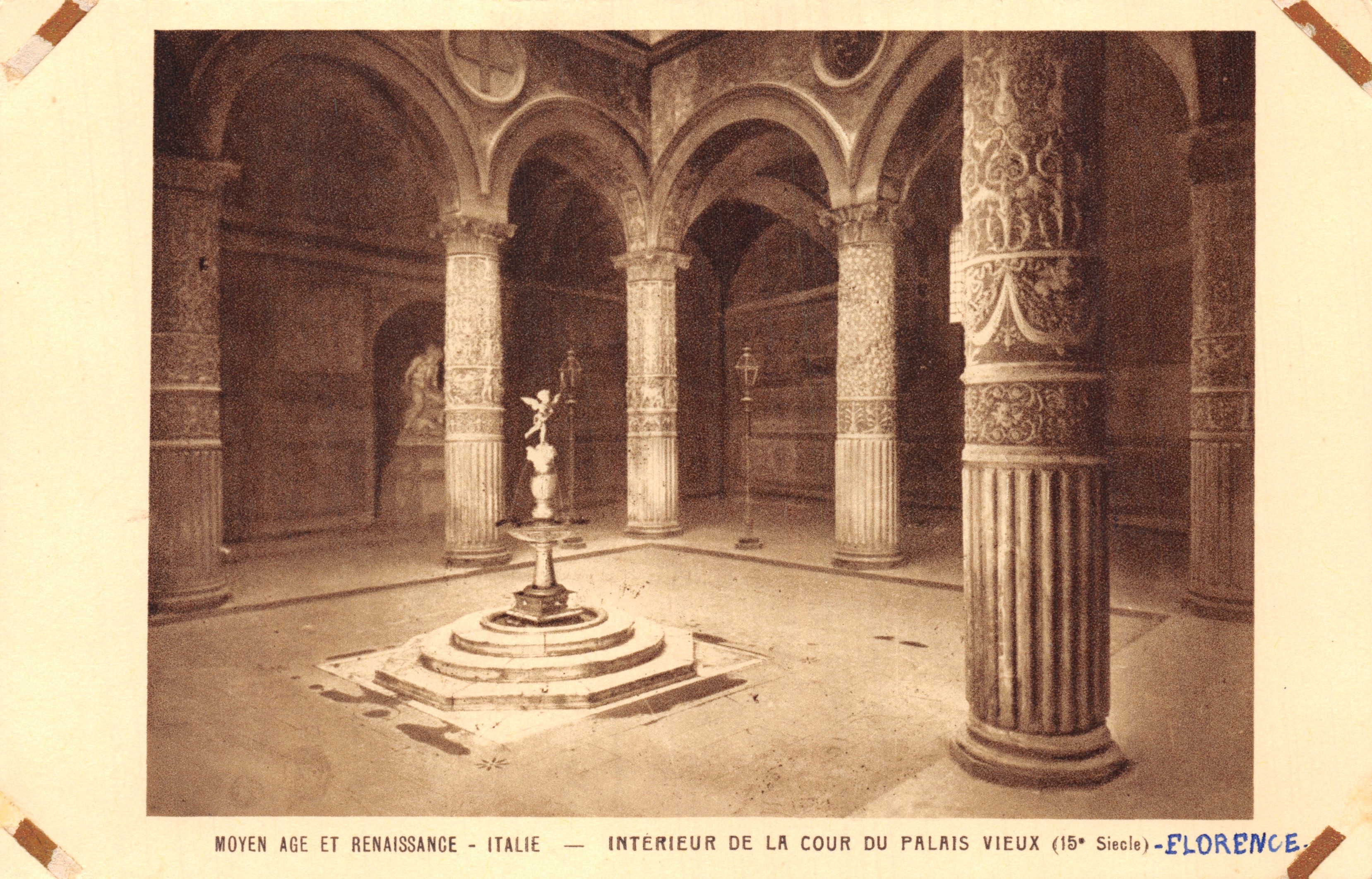 Intérieur de la cour du palais vieux — Florence — éditeur Braun & Cie, Imp. Paris