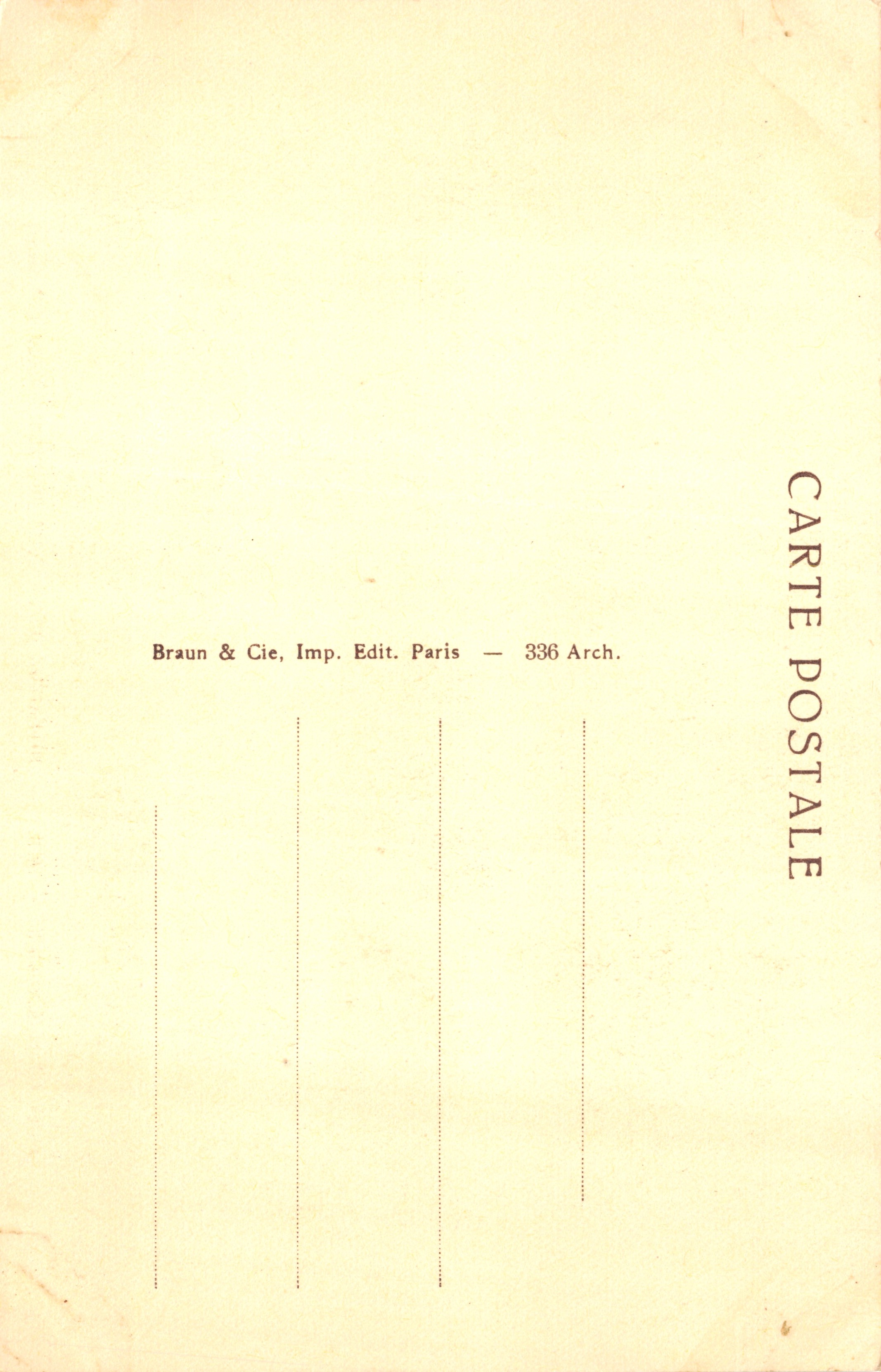 Intérieur de la cour du palais vieux — Florence — éditeur Braun & Cie, Imp. Paris — Achterkant