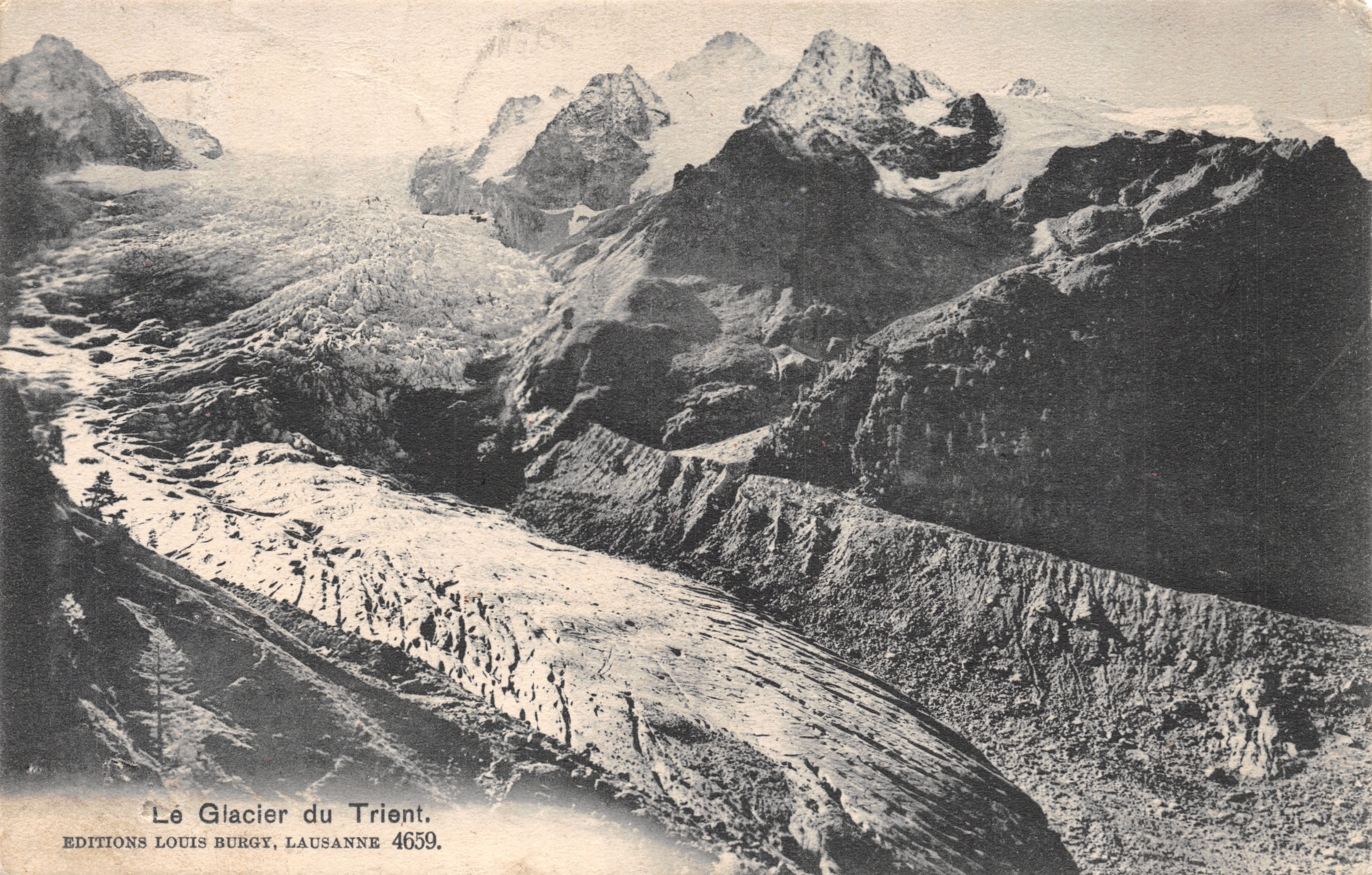 Le Glacier du Trient — vue panoramique enneigée — Éditions Louis Burgy, Lausanne 4659