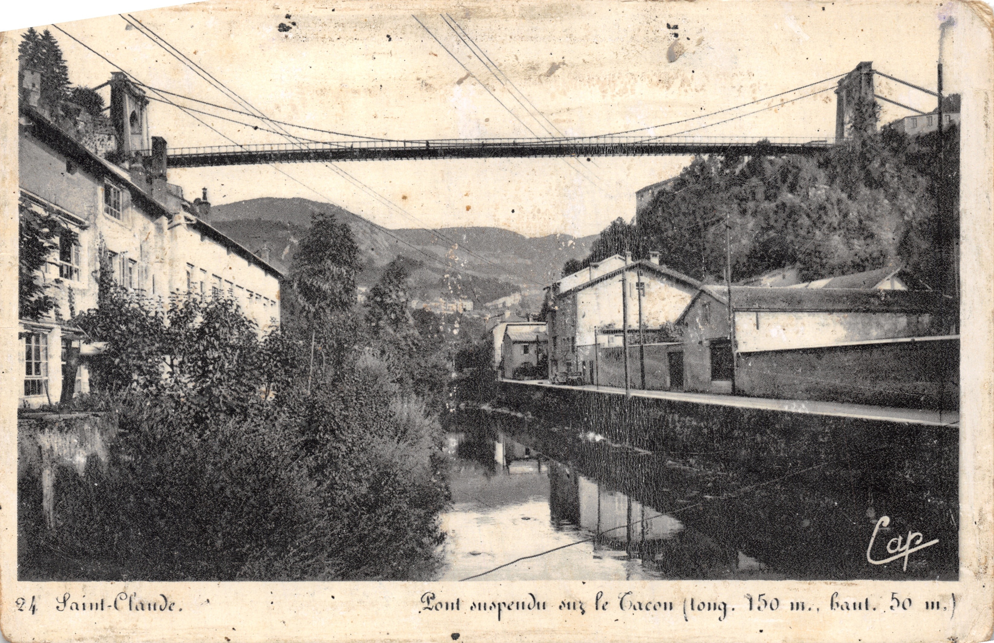 Saint-Clauade — Ponte sospeso sul Cacon (lunghezza 150 m., altezza 50 m.) — editore Cap