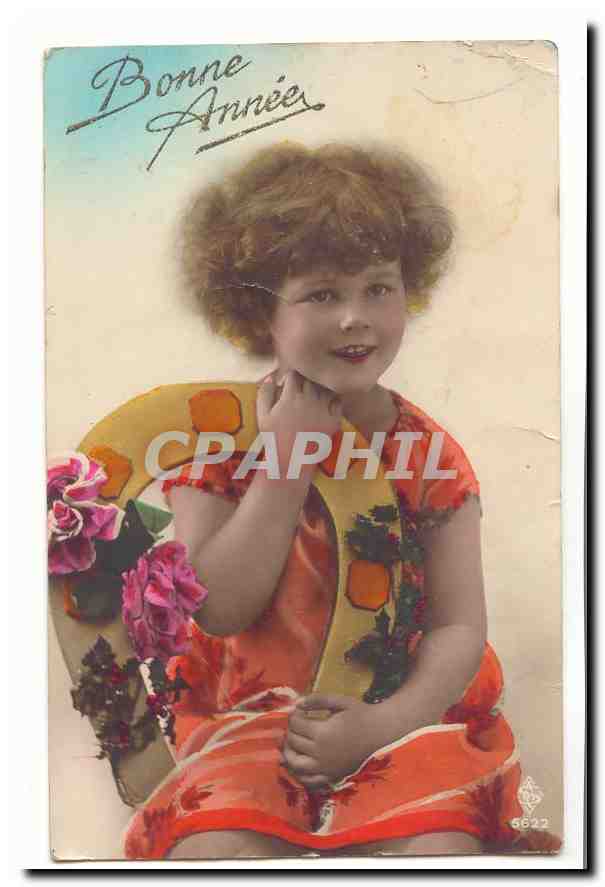 CPA Fantaisie Bonne annee (fer a cheval enfant)