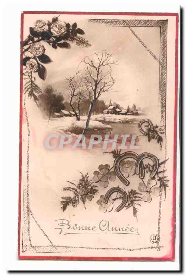 CPA Fantaisie Bonne annee (fer a cheval)
