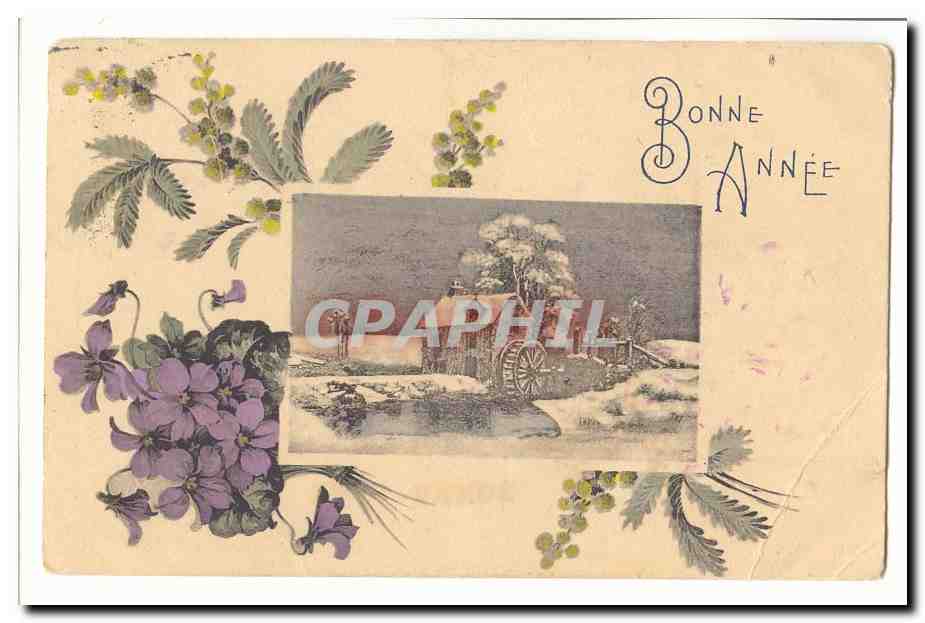 CPA Fantaisie Bonne annee (moulin mill)