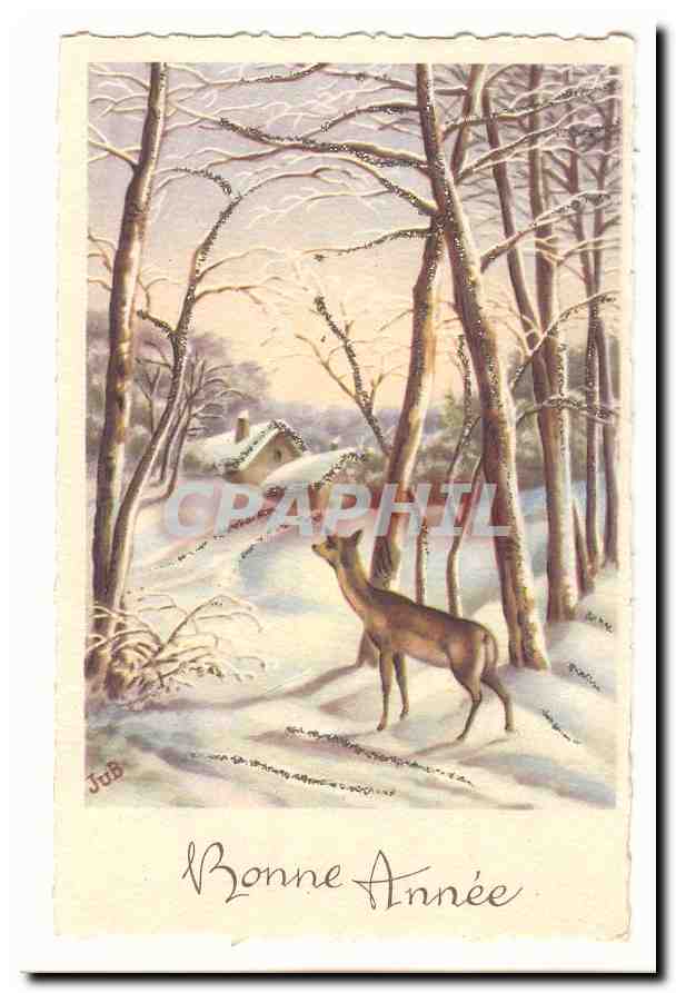 CPA Fantaisie Bonne annee (biche)