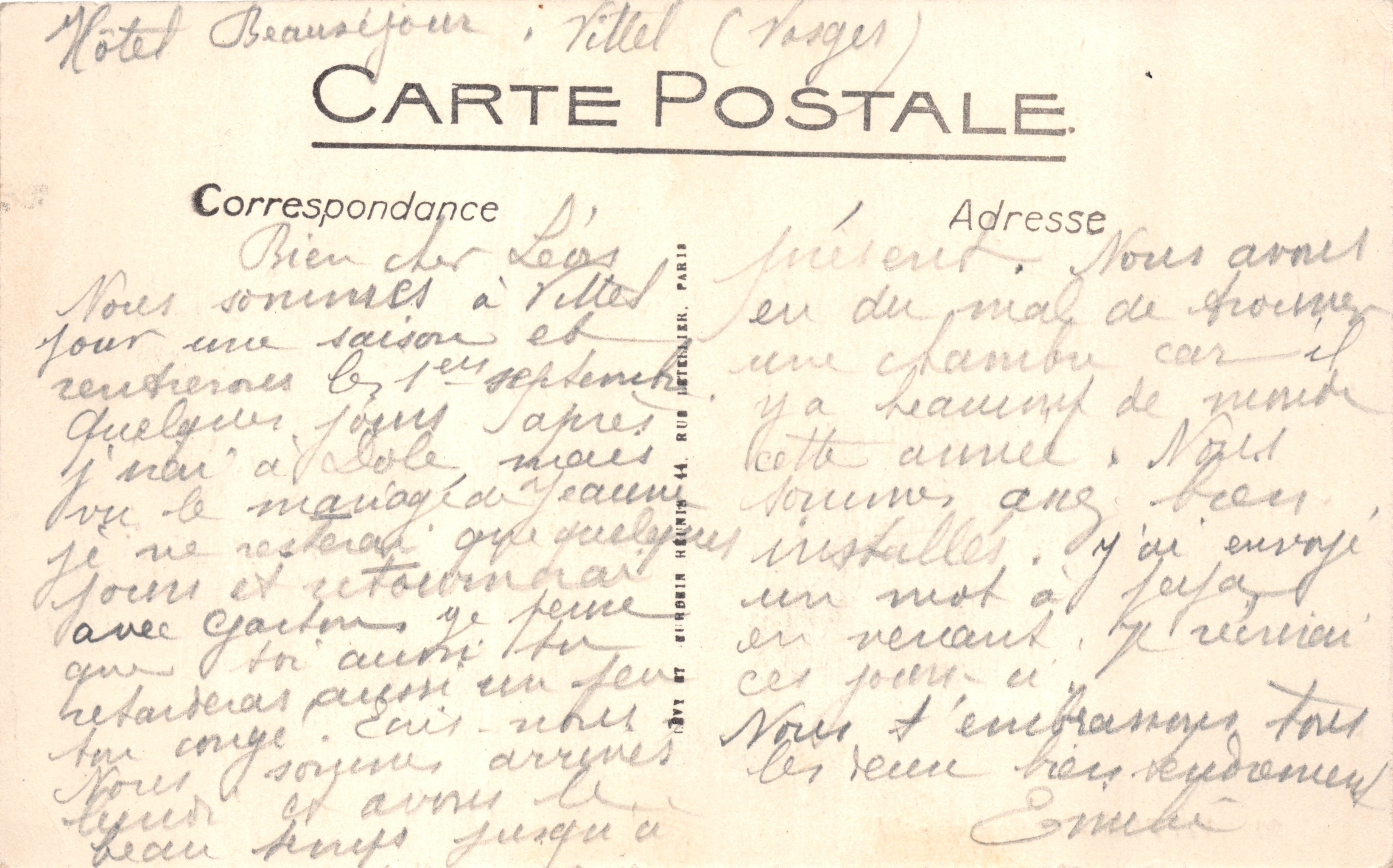 VITTEL - Le Casino — éditeur LL. n° 20 — Achterkant