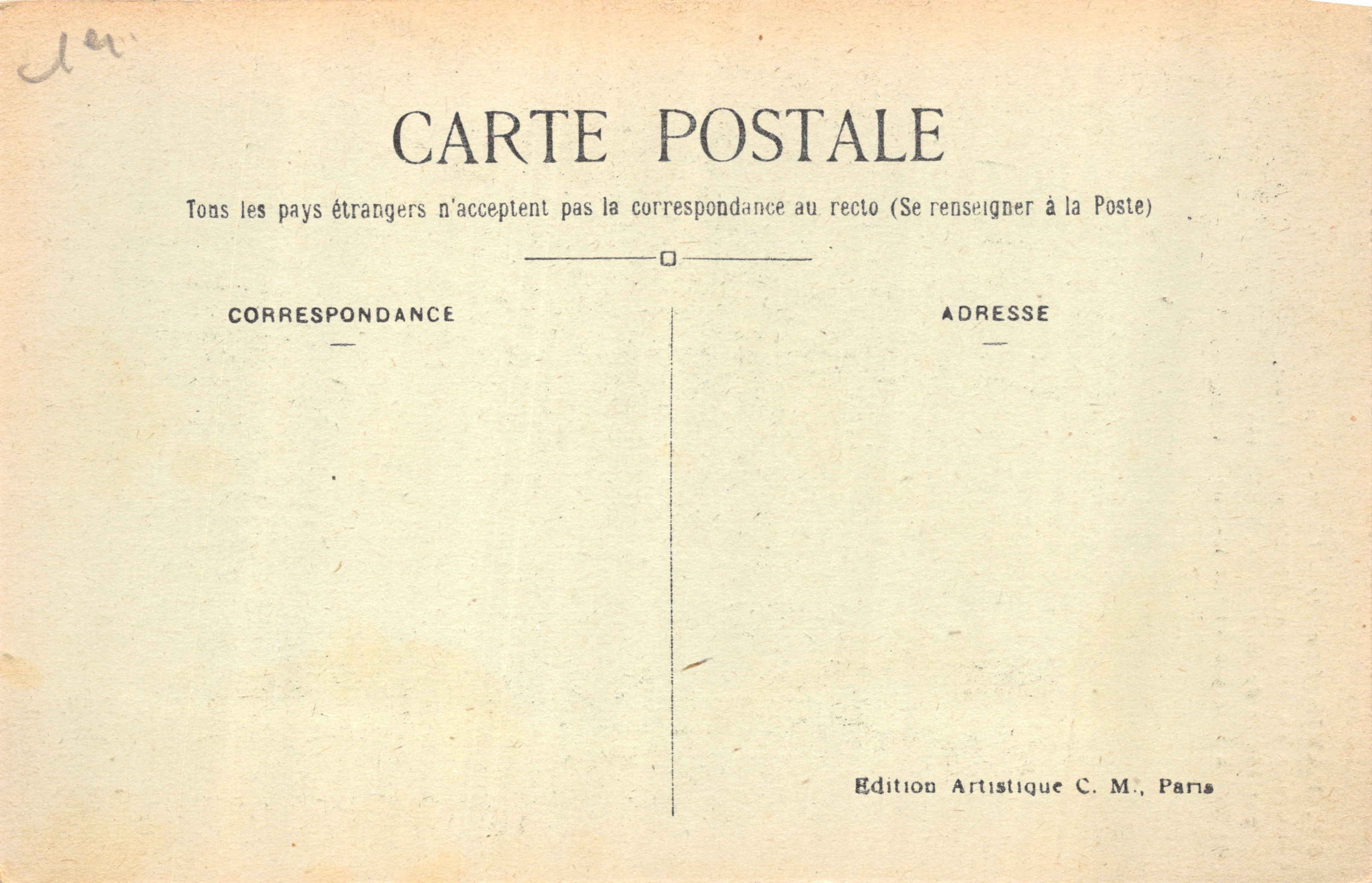 Paris (1er arrt) — La Sainte-Chapelle — Éditeur C.M — Verso