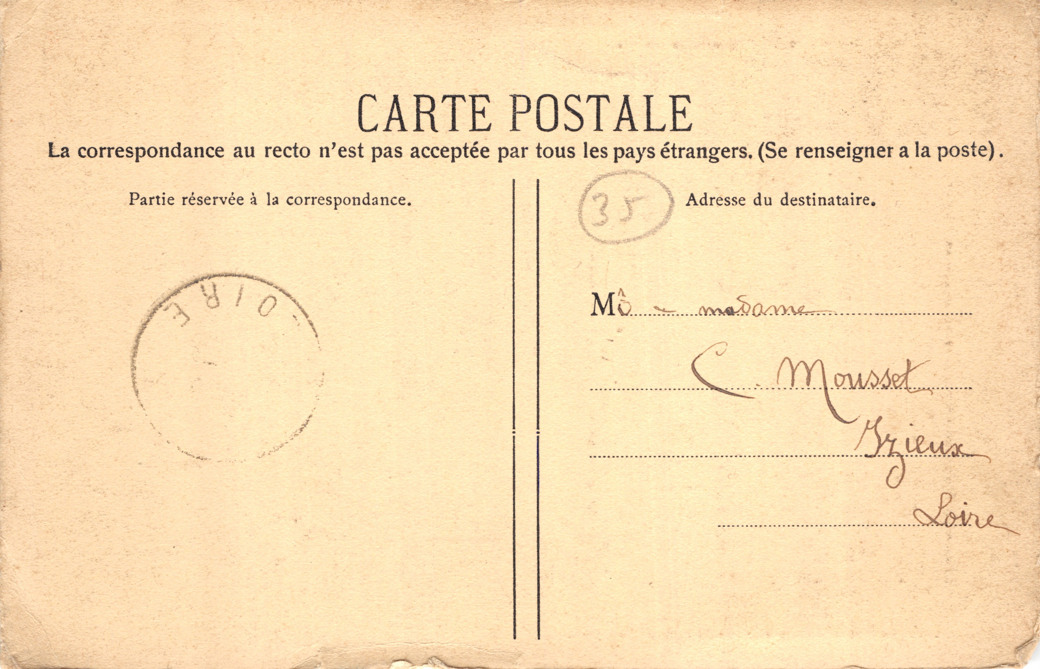 Château de Josselin — monument historique en Bretagne — éditeur Rogan-Chalot, n° (11) — Verso