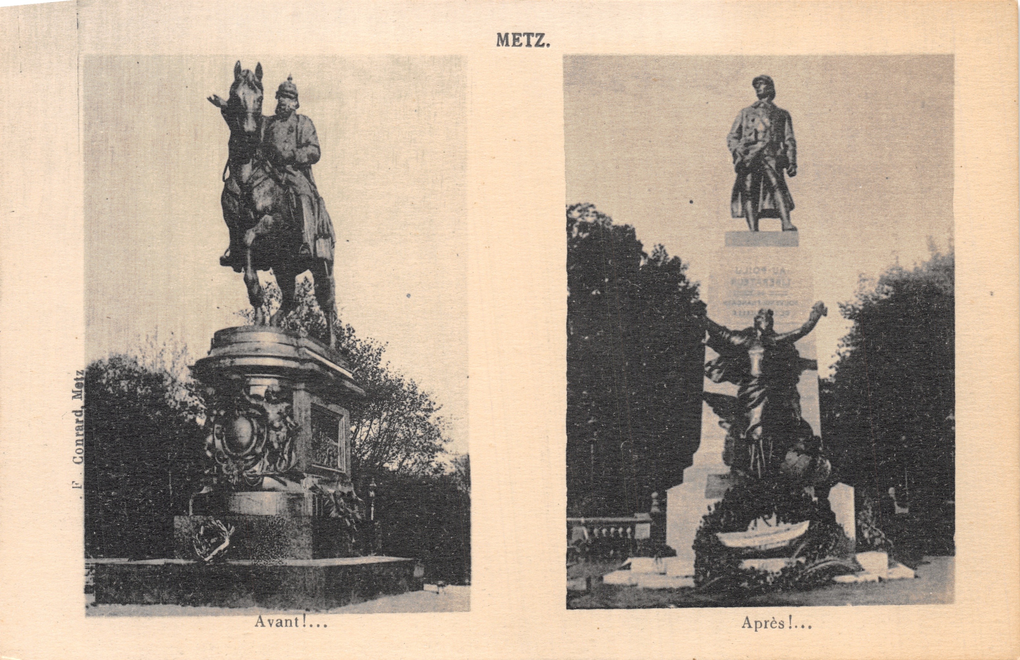 Metz — Vergelijking van monumenten voor en na de oorlog — F. Connard, Metz