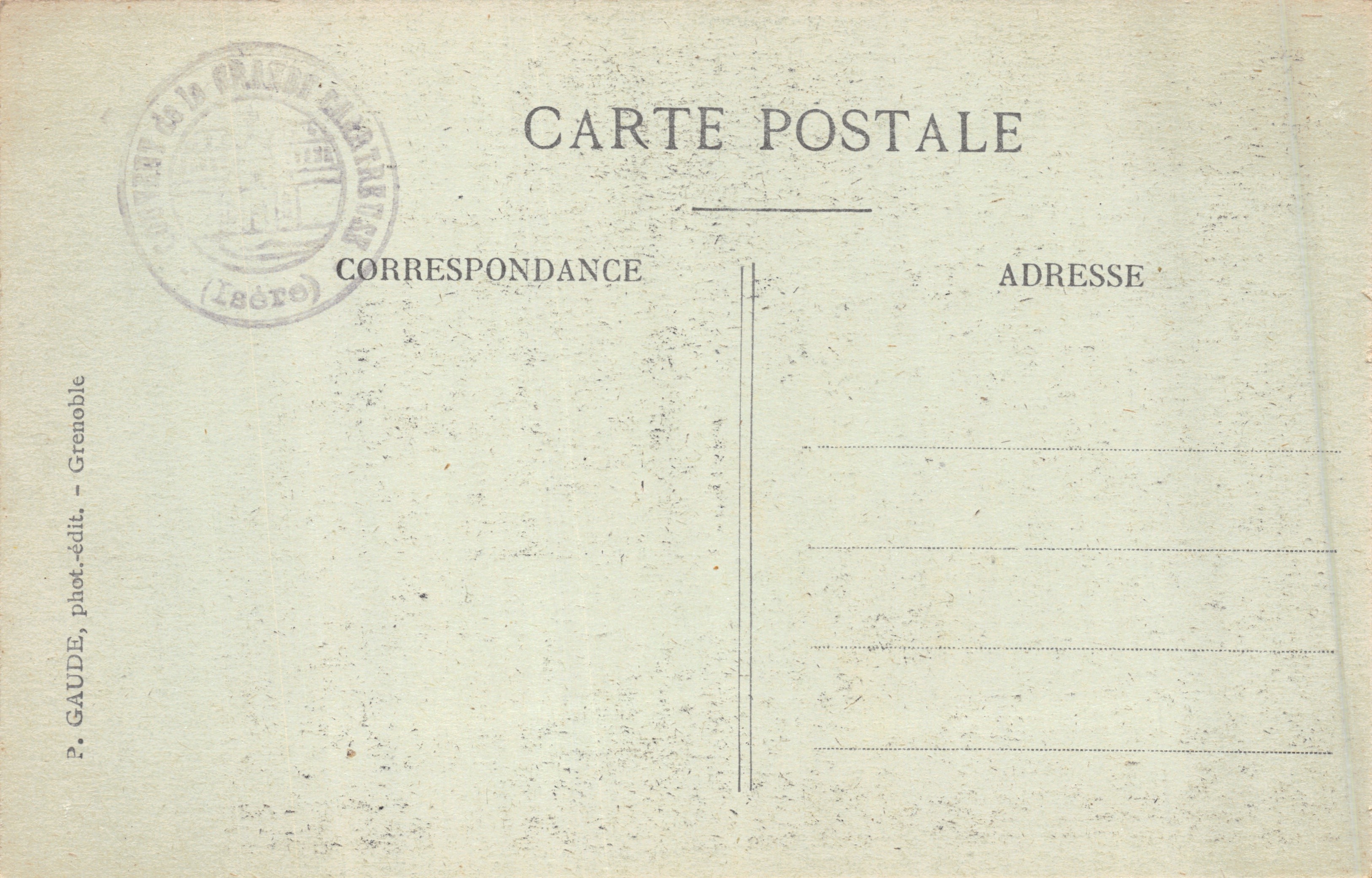 Dauphiné — Marmeren buste van de Grande Chartreuse boven de ingang van de mortuariumskapel — P. GAUDE, fot.-uitg. Grenoble — Achterkant