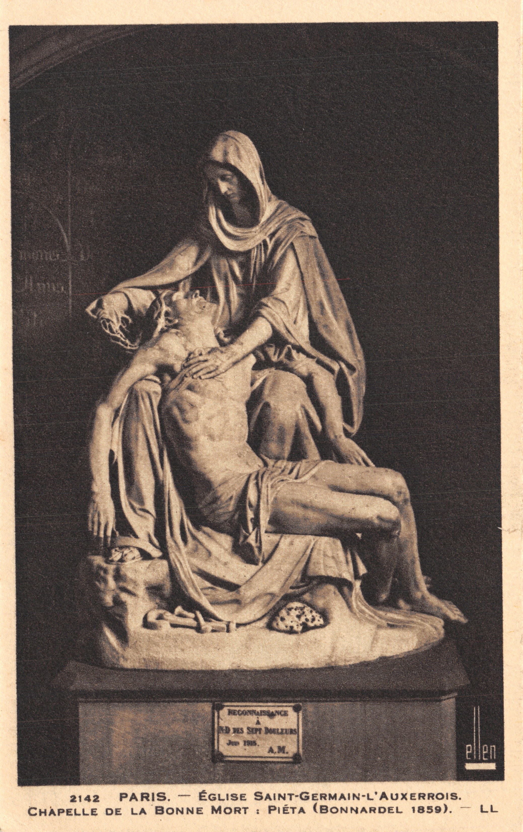 Paris — Saint-Germain-l'Auxerrois Kilisesi, Bonne Morte Kапелиsі: Pieta (Bonnardel 1859) — yay. Ellen, n° 2142