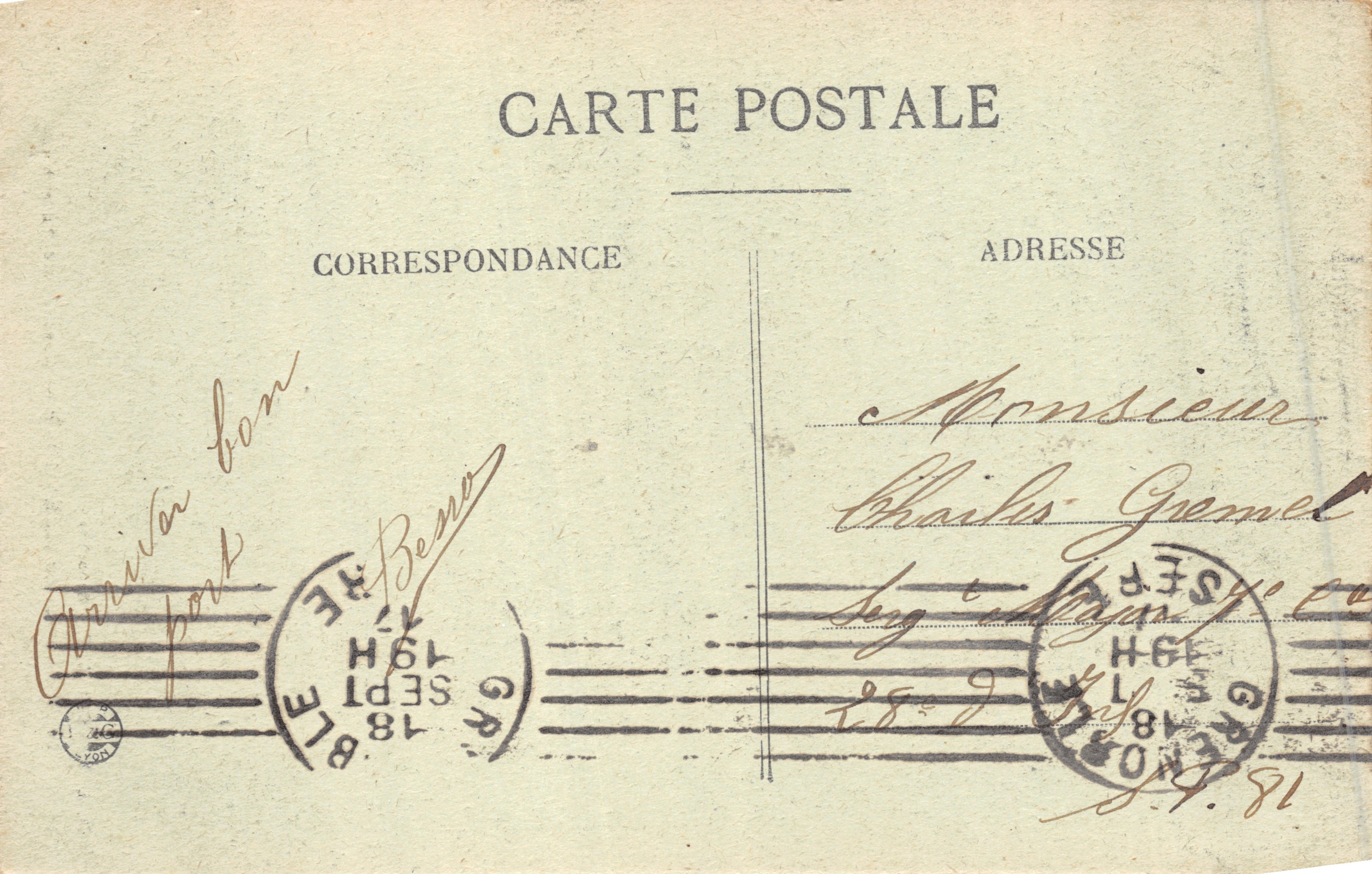 Entornos de GRENOBLE — Cascade de Sassenage — editor CL.A.V. - Coll. L.P. n°501 — Reverso