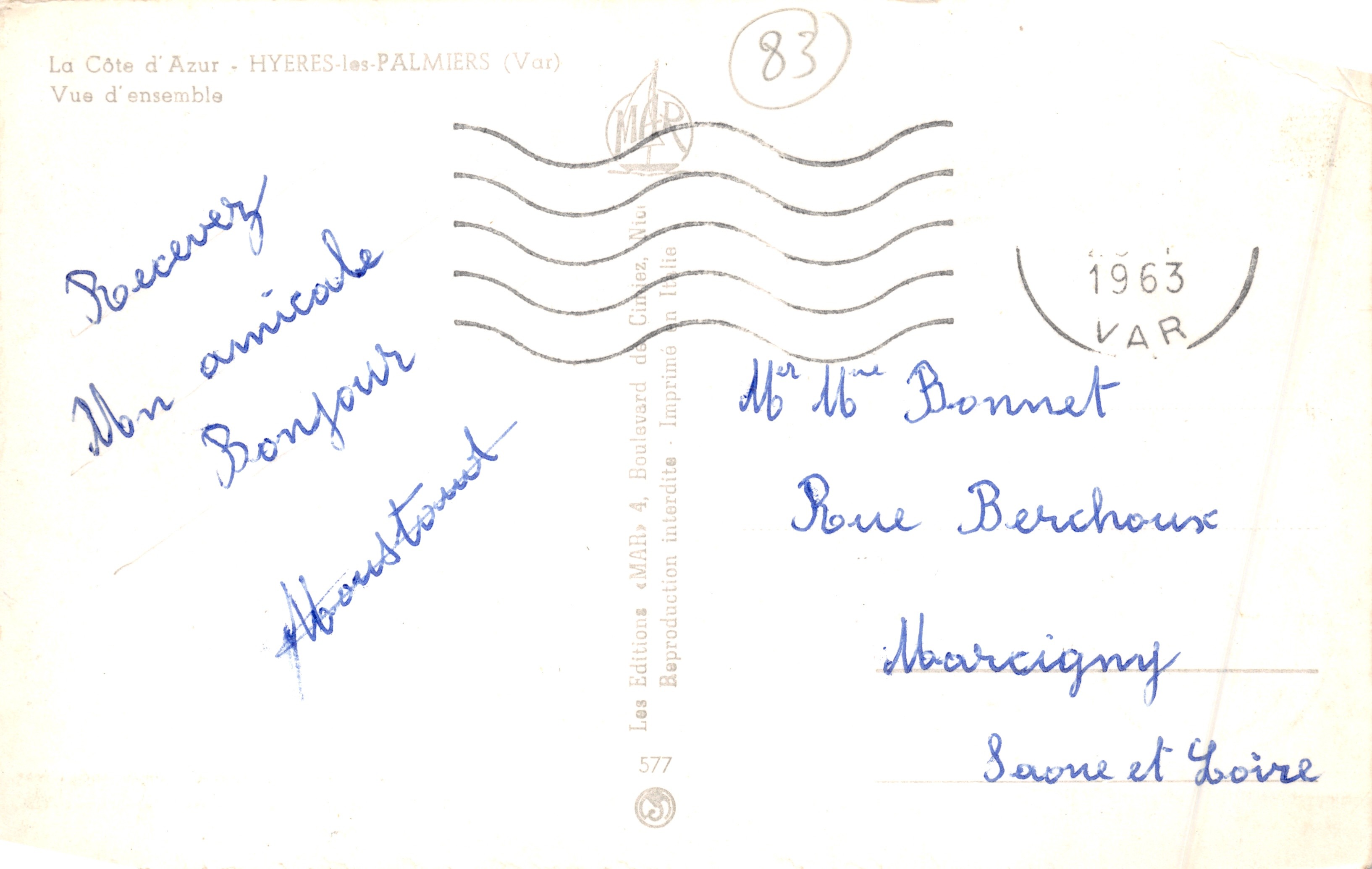 Hyères-les-Palmiers — panoramica — Les Éditions « MAIB » — Verso