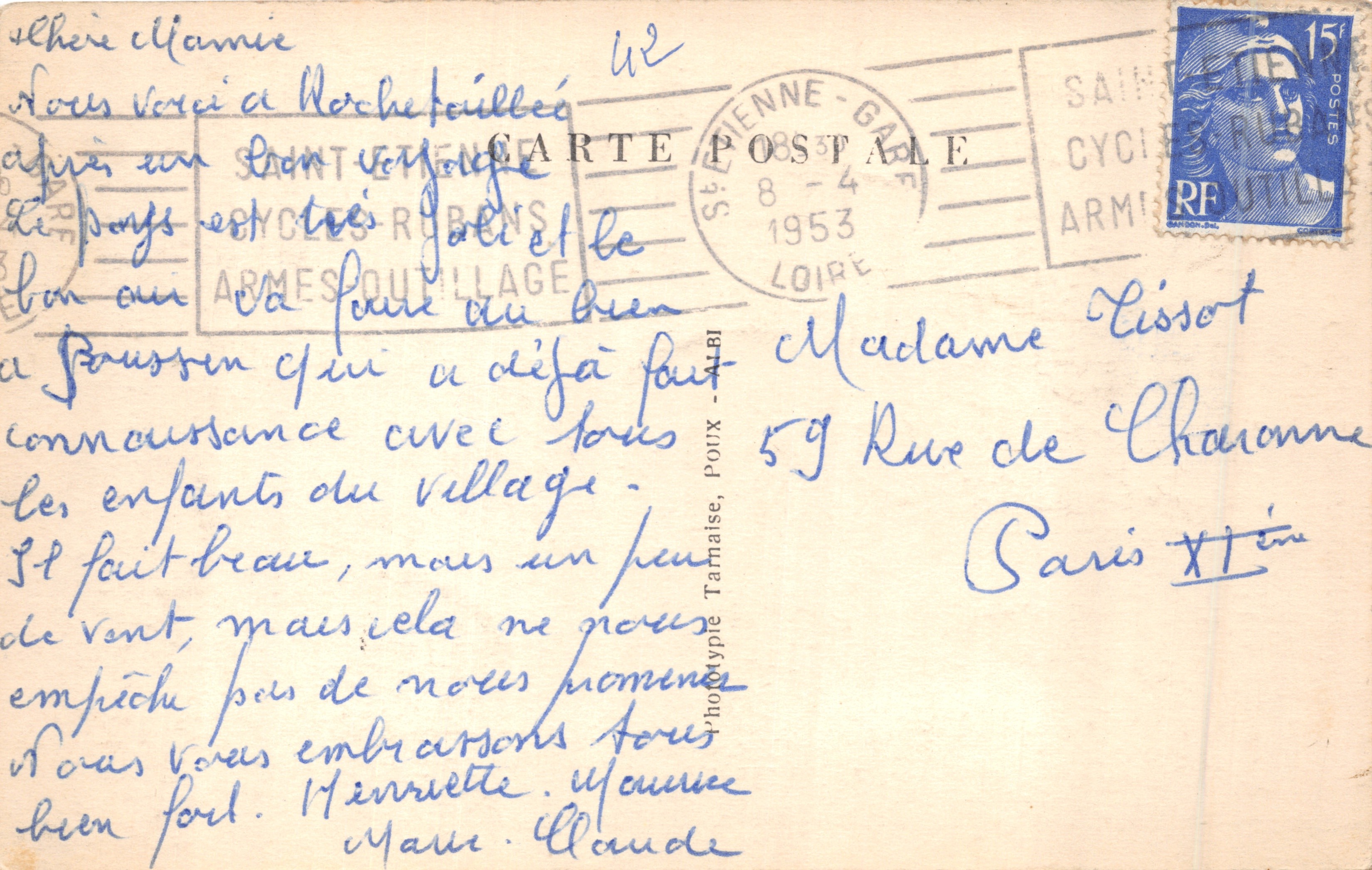 Rochetaillée (Loire) — Le Gouffre d'Enfer et la Grande Cascade — uitgever A.P.A — Achterkant