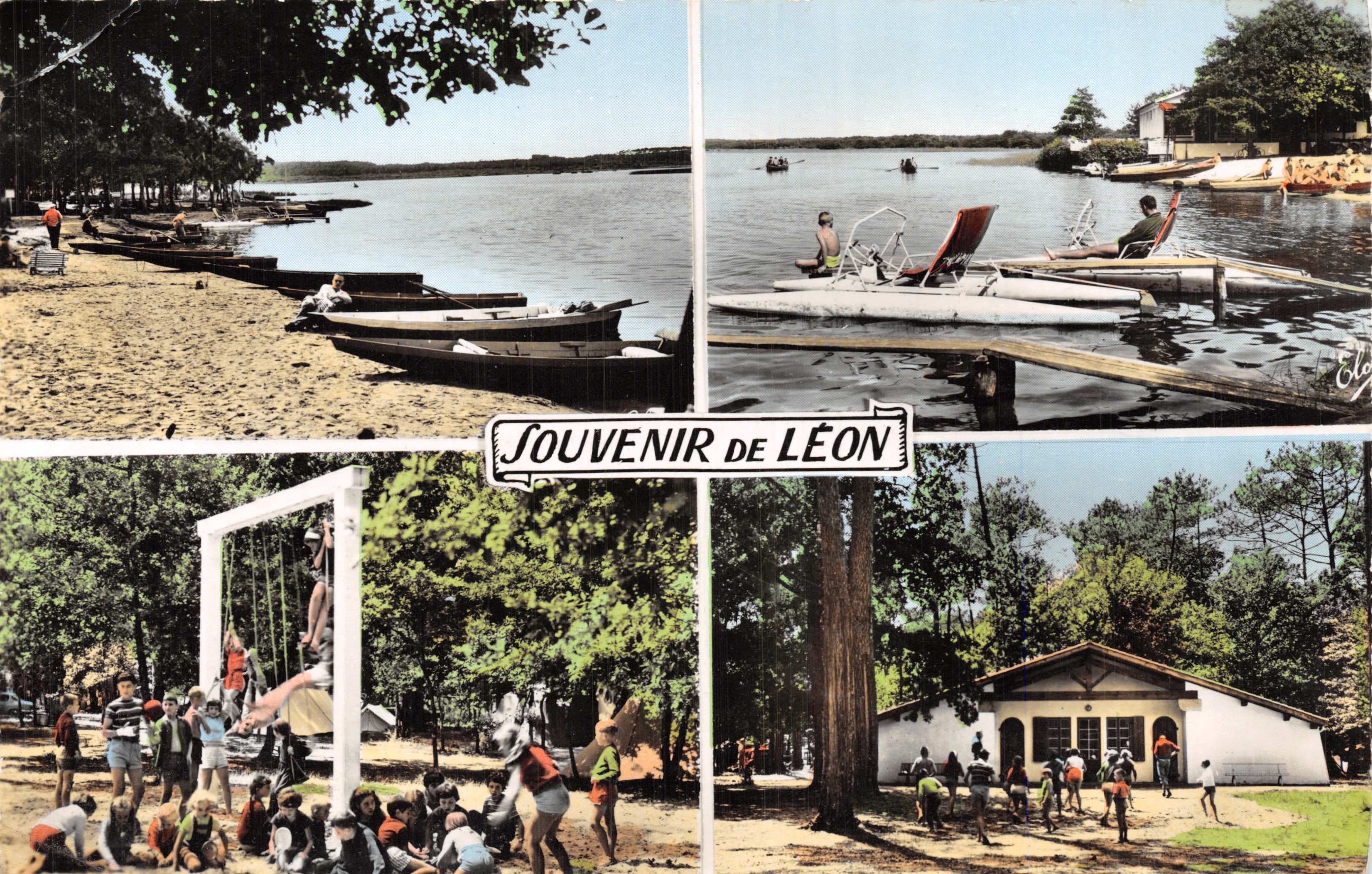 Lago Les Pédalos — Camping — Ricordo di Léon — Editore L. CHATAGNEAU, Bordeaux