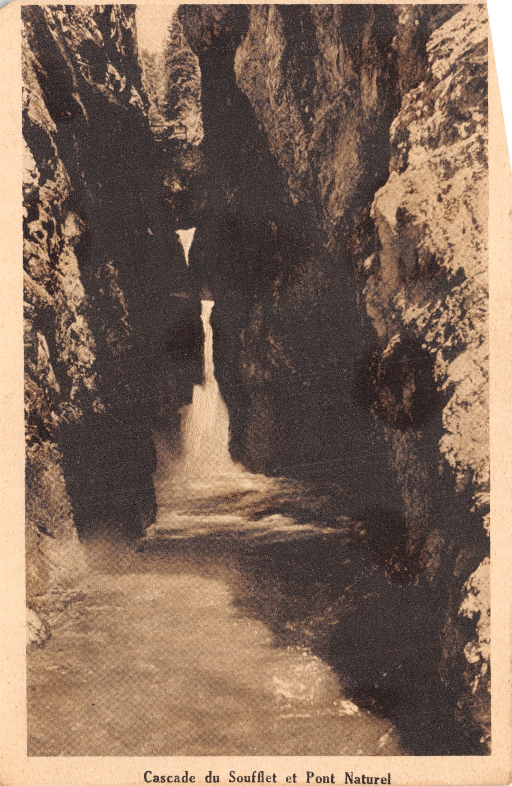 Cascada du Soufflet y puente natural — Gorges de la Diosaz, Servoz (Mt. 814 m.) — Éditions d'Art (H.-S.)
