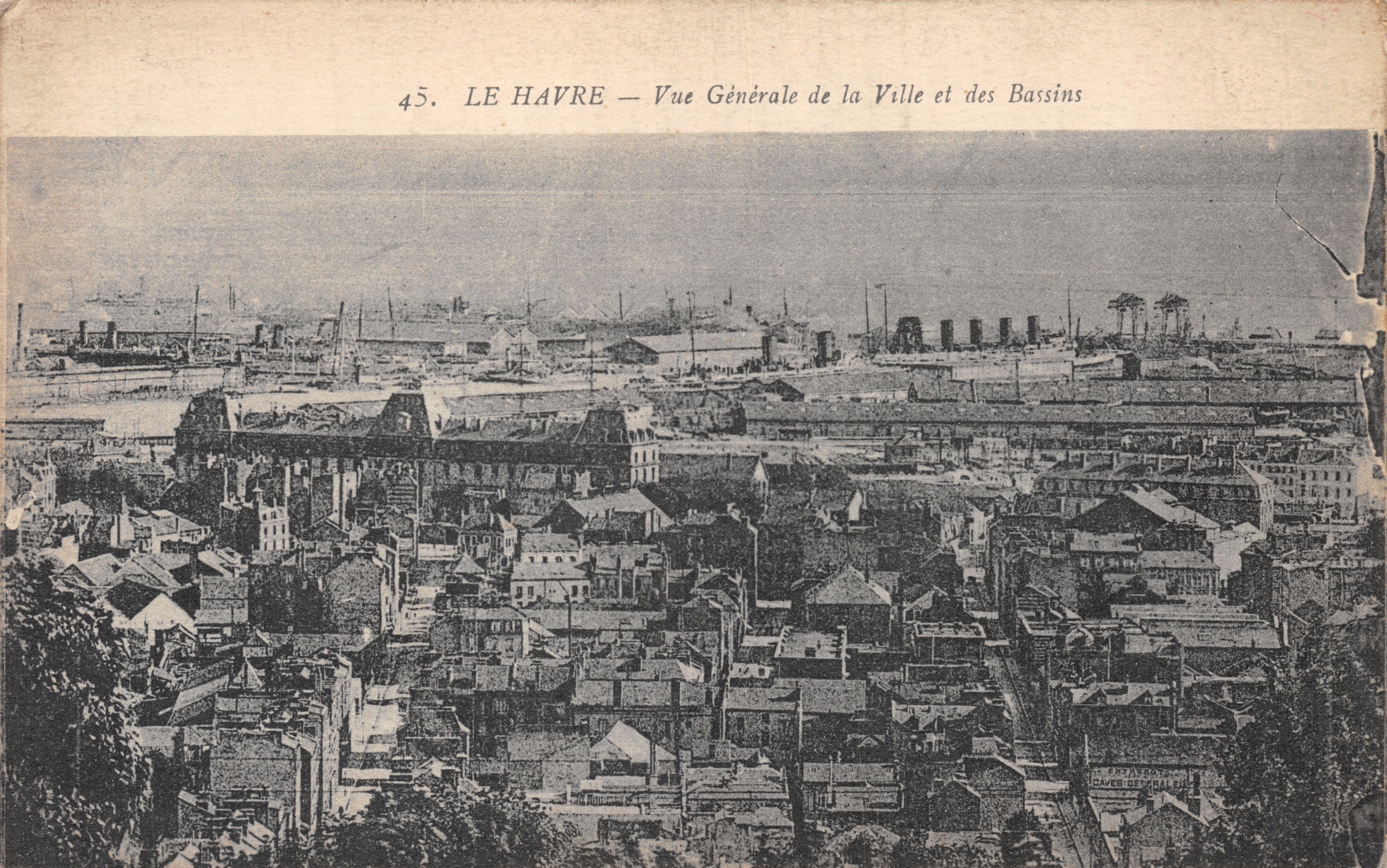 Le Havre — Vue Générale de la Ville et des Bassins — Éditeur : H. ERTALÉ & Cie, n°45