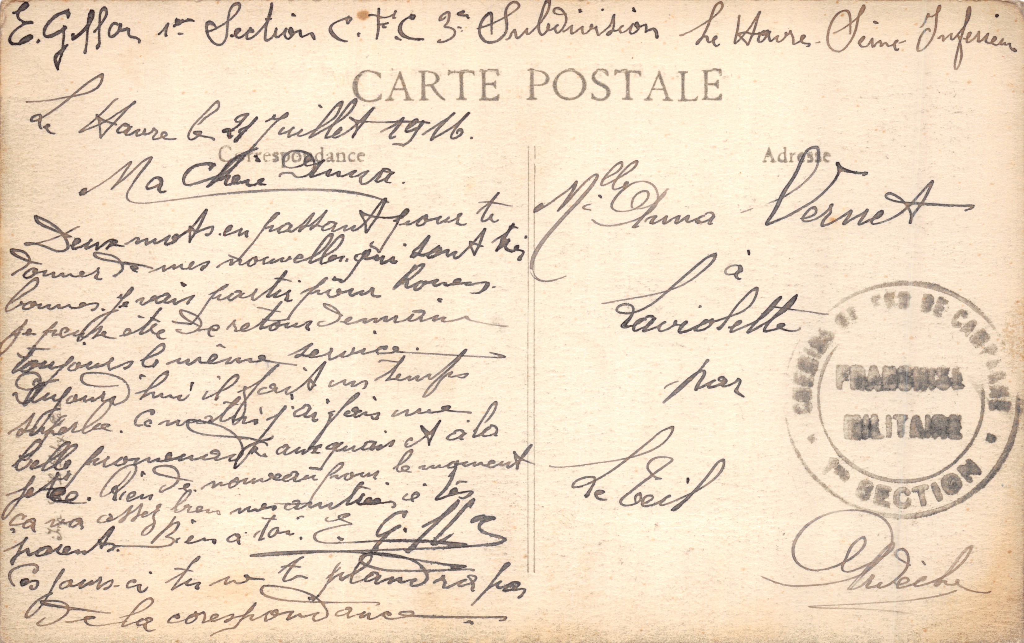 Le Havre — Vue Générale de la Ville et des Bassins — Éditeur : H. ERTALÉ & Cie, n°45 — Achterkant