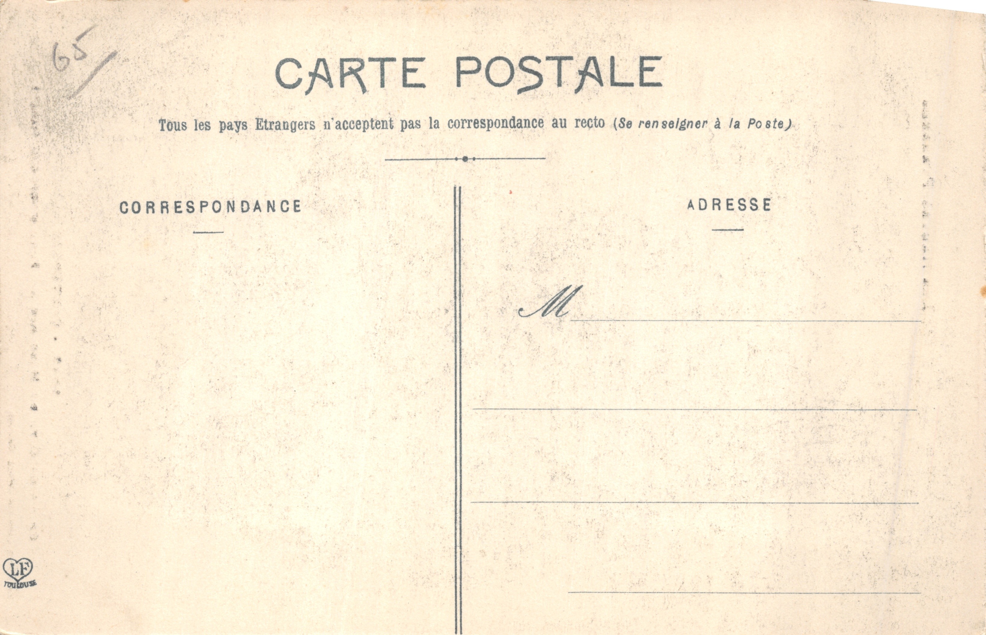 Val van de Gave du Marcadau bij de Pont d'Espagne — Les Hautes-Pyrénées — Fototypie Labbuche Frères, Toulouse, n° 1047 — Achterkant