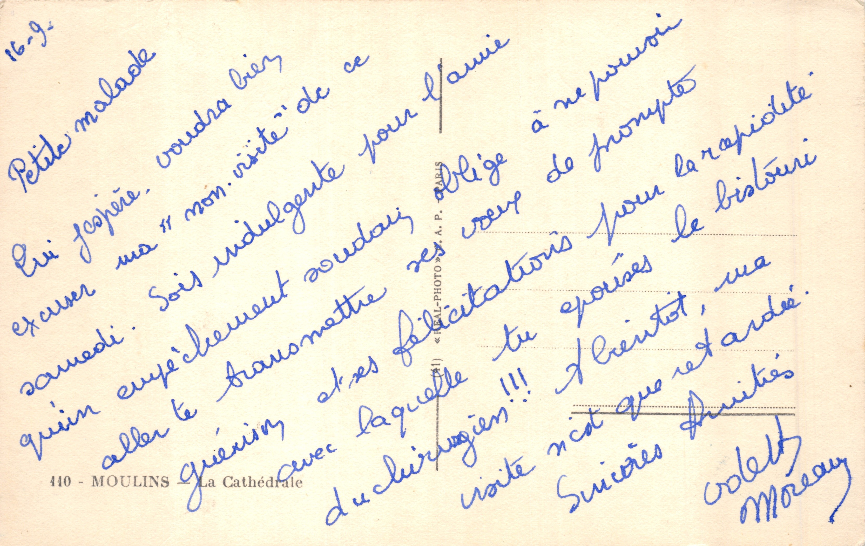 Moulins — La Cattedrale — editore A. P. AUBEL — Verso
