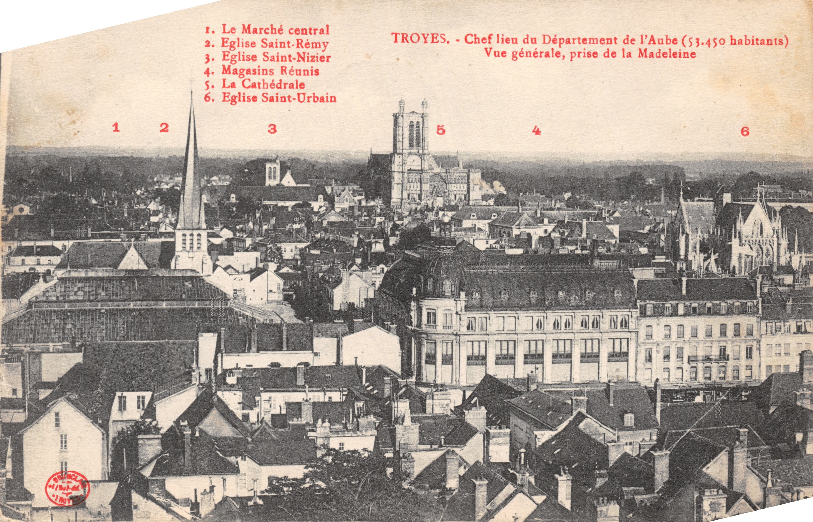 Troyes — Vista general tomada desde la Madeleine — editor impresor no visible