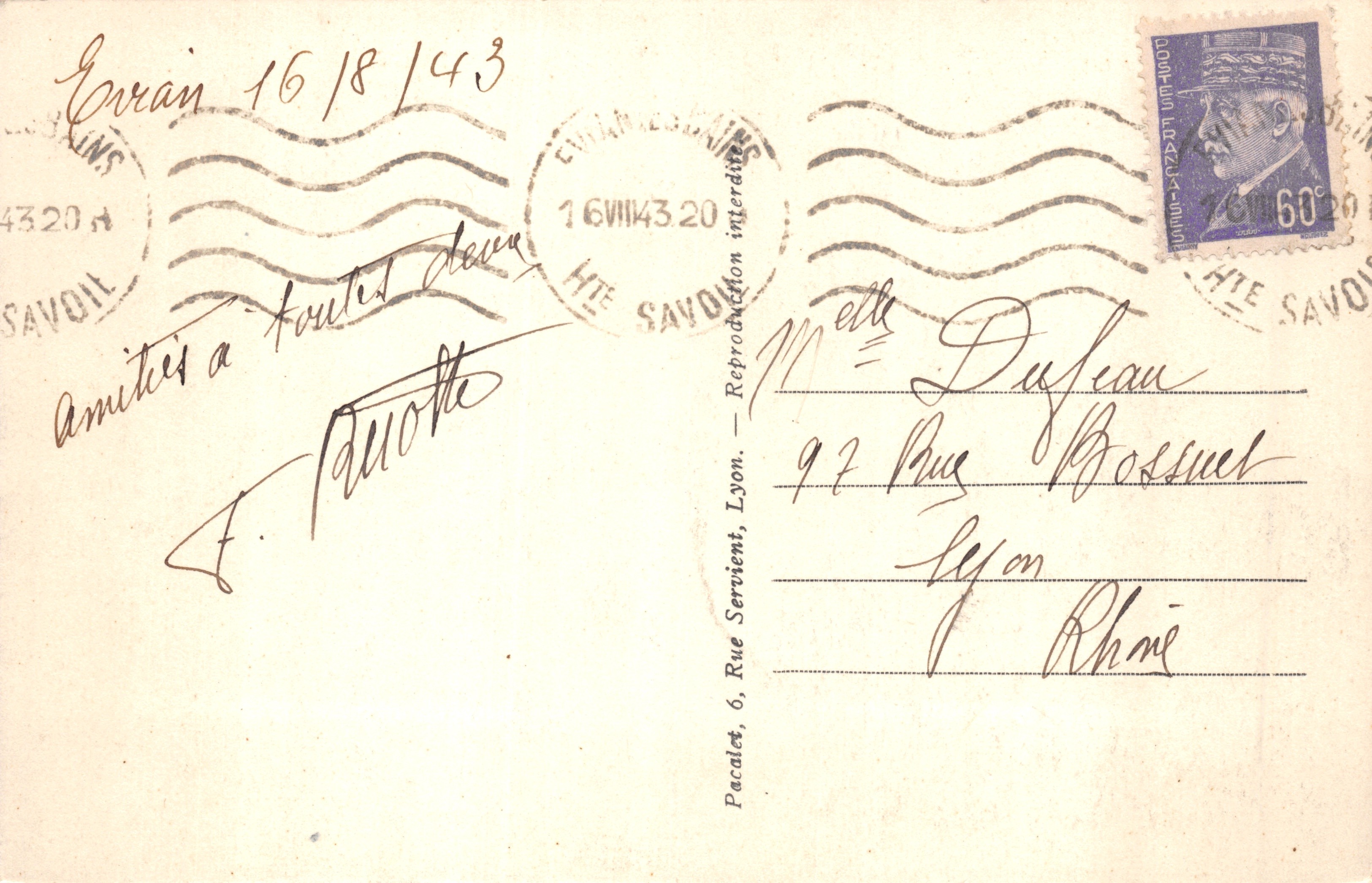 EVIAN-les-BAINS — De grote Rive — P.L. — Éditeur P.L. n°93 — Achterkant
