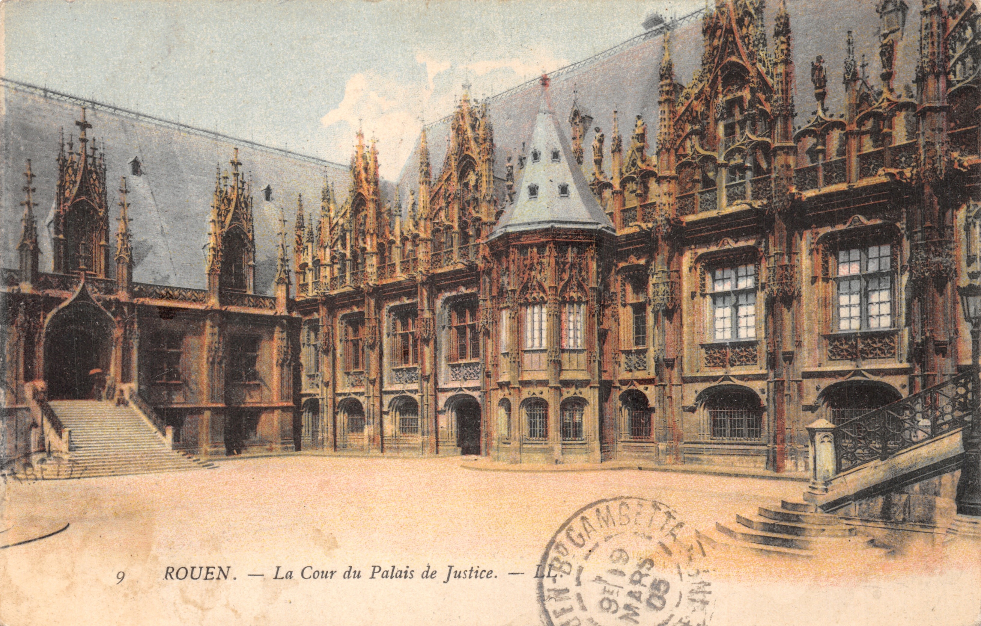 Rouen — View of the Courtyard of the Palace of Justice — Publisher Léon Gammetta