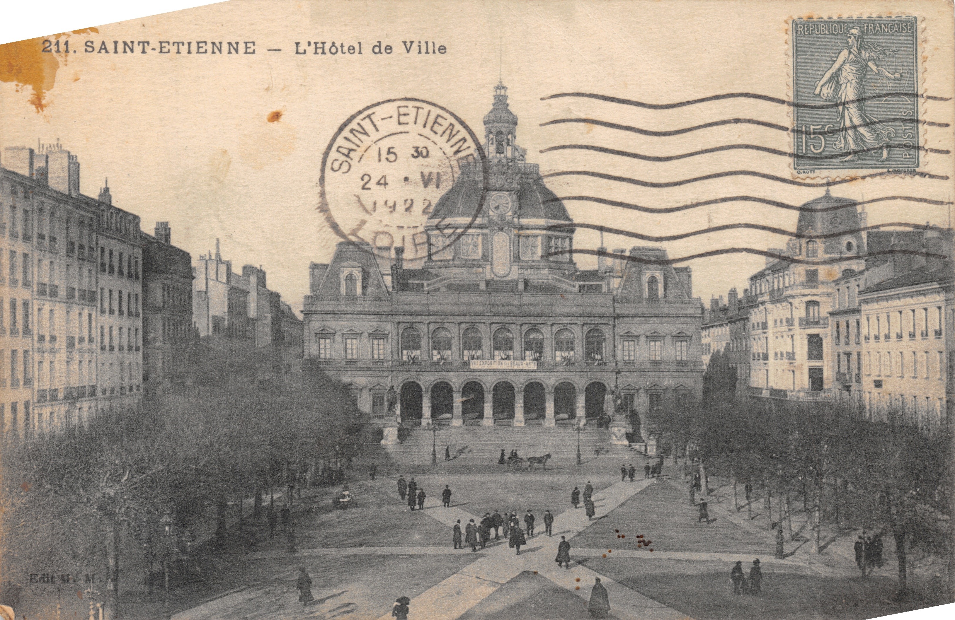Saint-Étienne — L'Hôtel de Ville — Éditeur M. M. n° 211