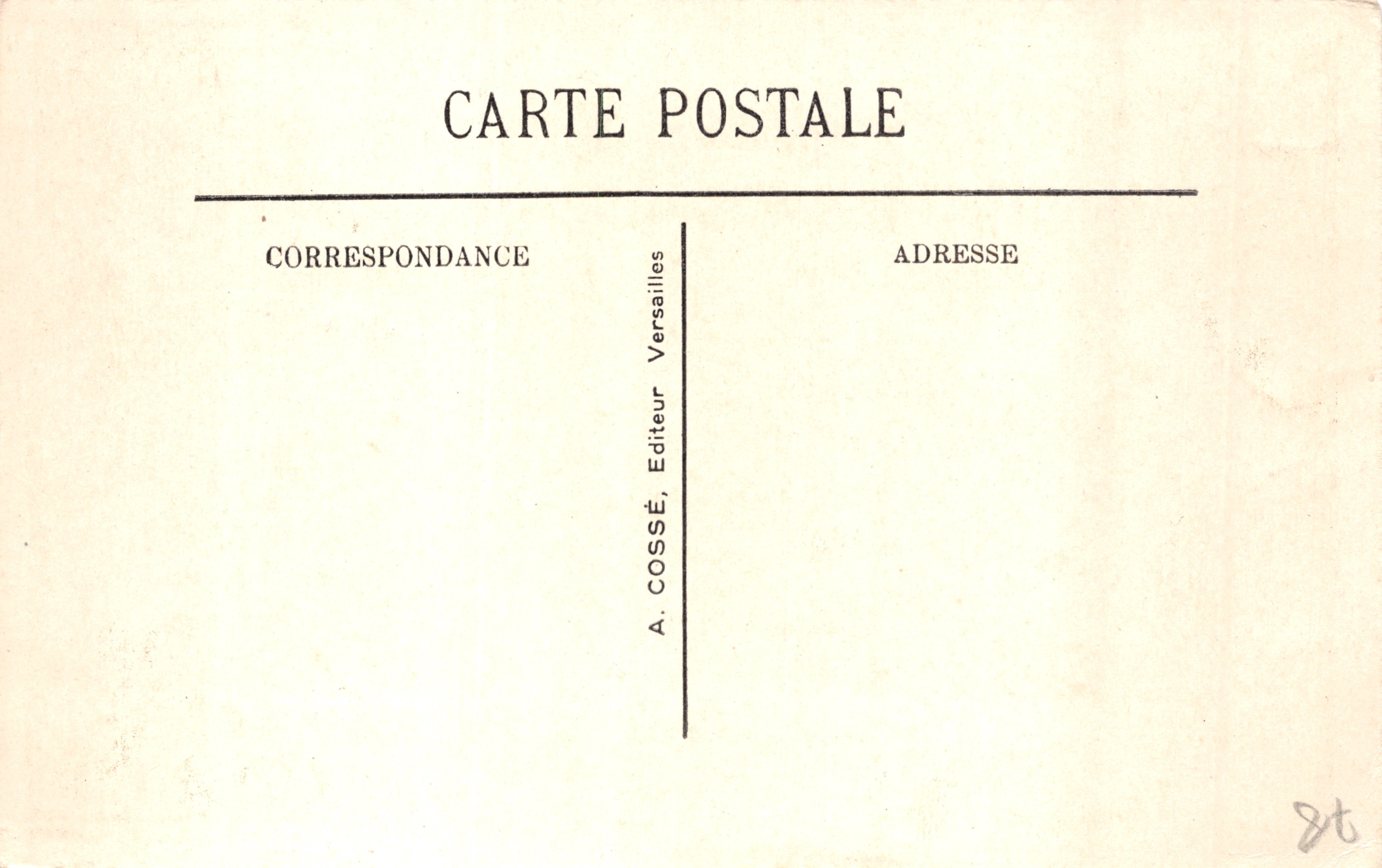 Versalles - Hameau de Marie-Antoinette — editor A. COSSÉ, n.º 86 — Reverso