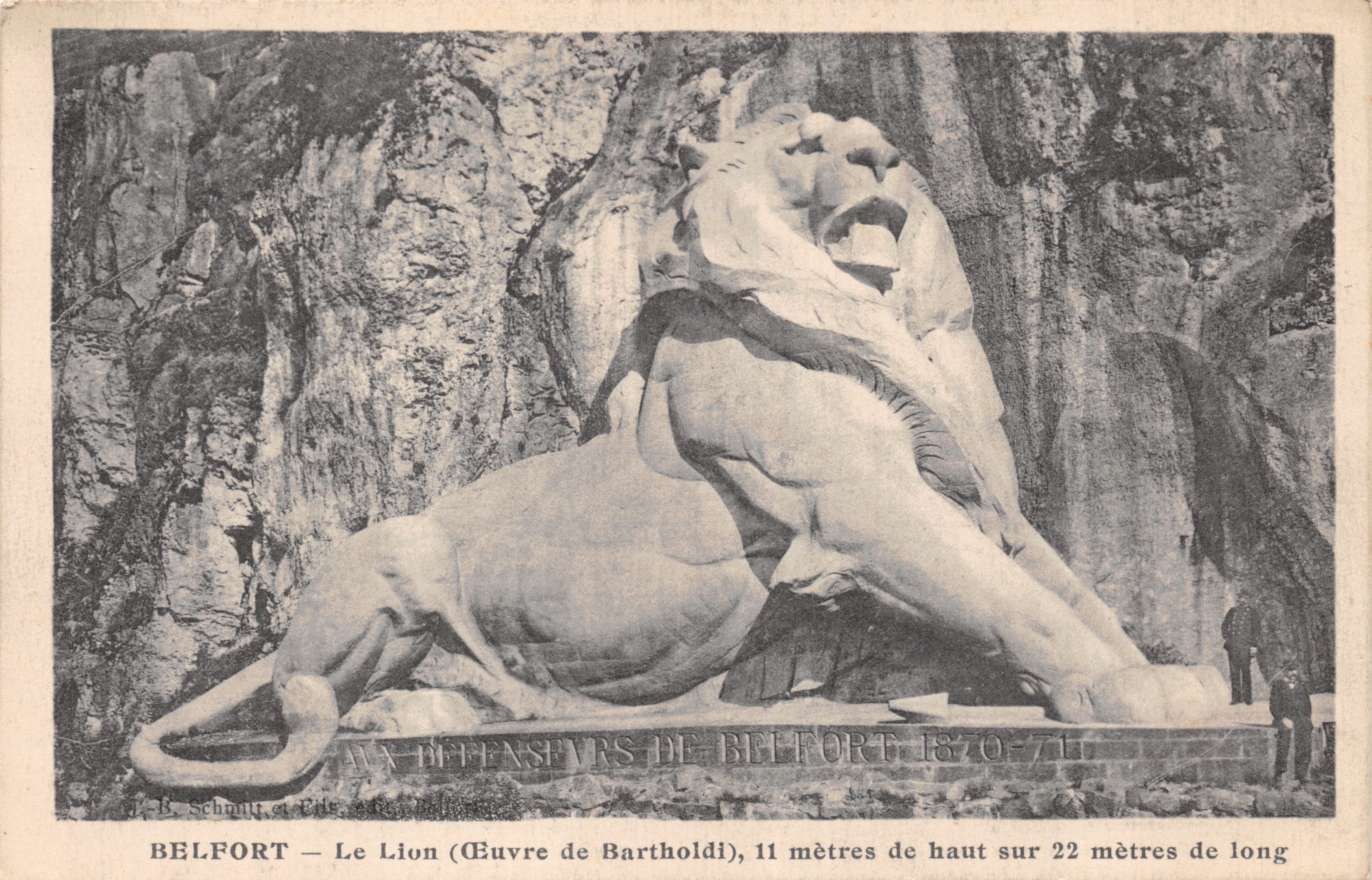 Belfort — Der Löwe (Werk von Bartholdi), 11 Meter hoch und 22 Meter lang — J.-B. Schmitt et Cie, Verleger