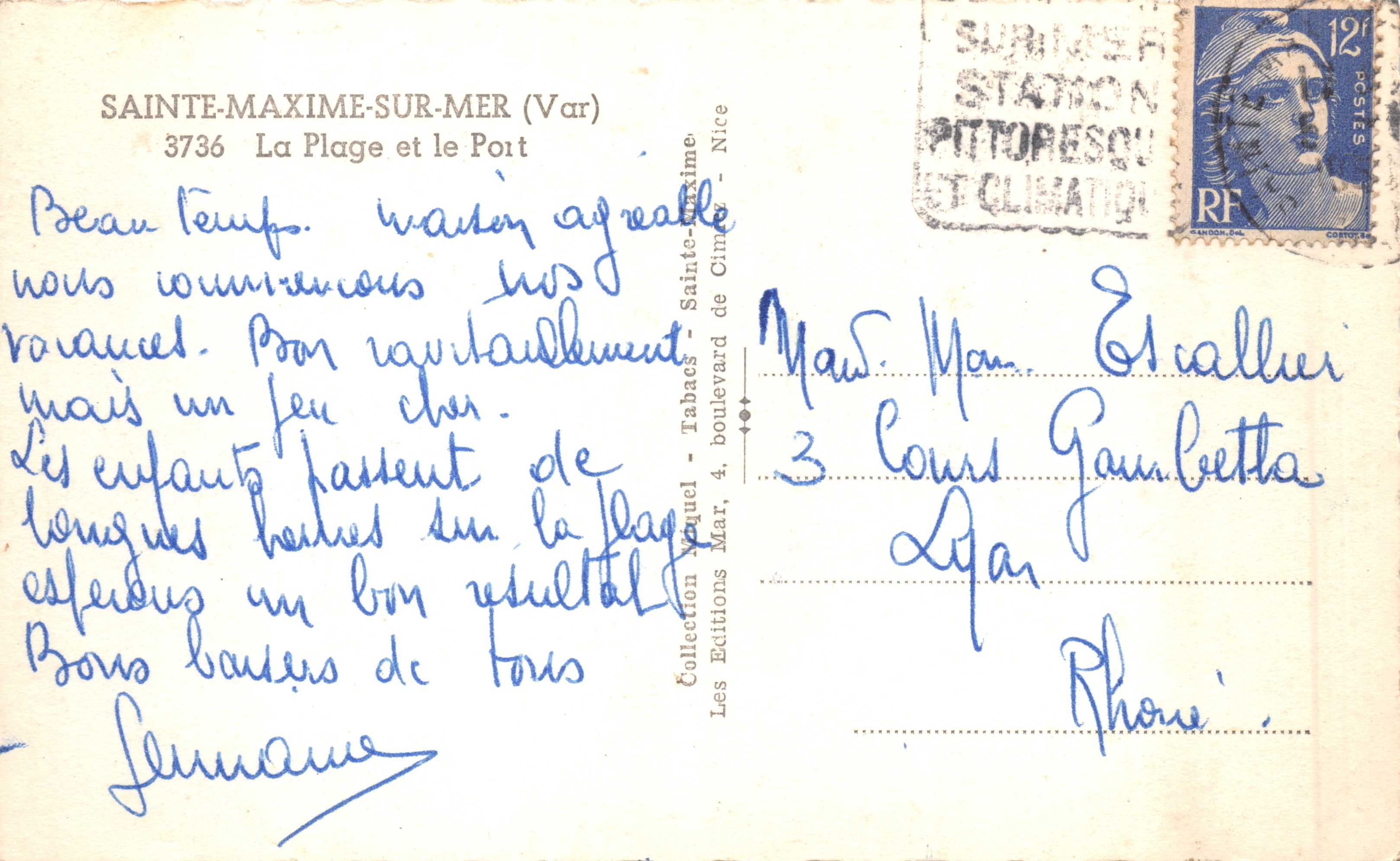 Sainte-Maxime-sur-Mer — La Plage et le Port — Éditions Manuél, Nice — Achterkant