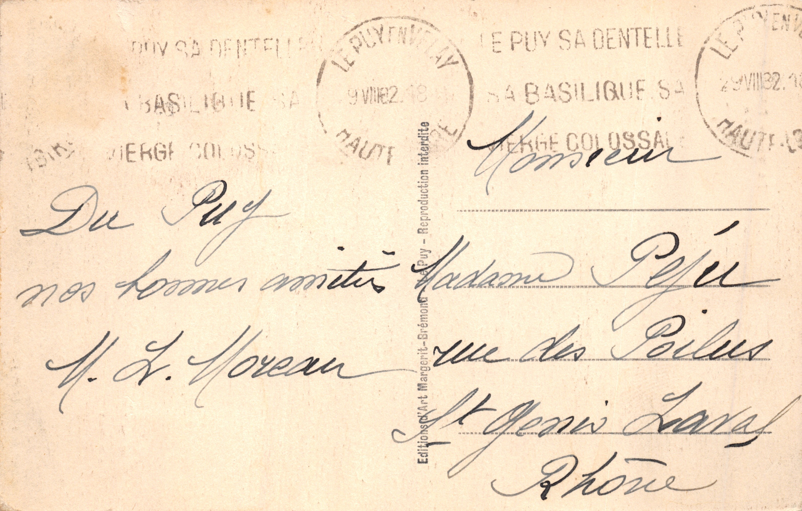 Le Puy — Le Rocher Saint-Michel d'Aiguilhe (Aspèrt-Ouest) — Le Velay Illustré n°192 — Verso