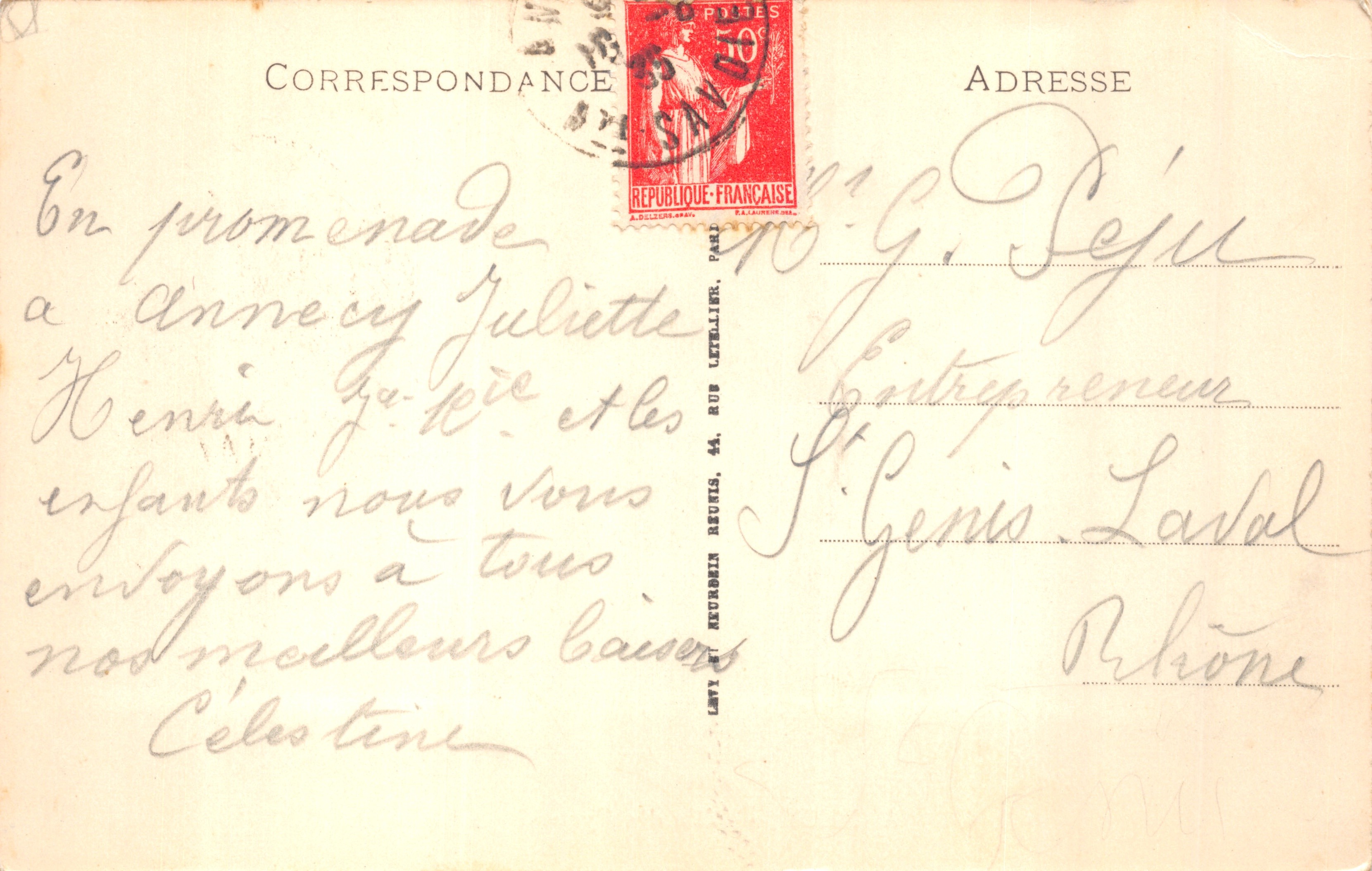 Annecy — L'Île des Cygnes — éditeur I.L.L. n°419 — Reverso