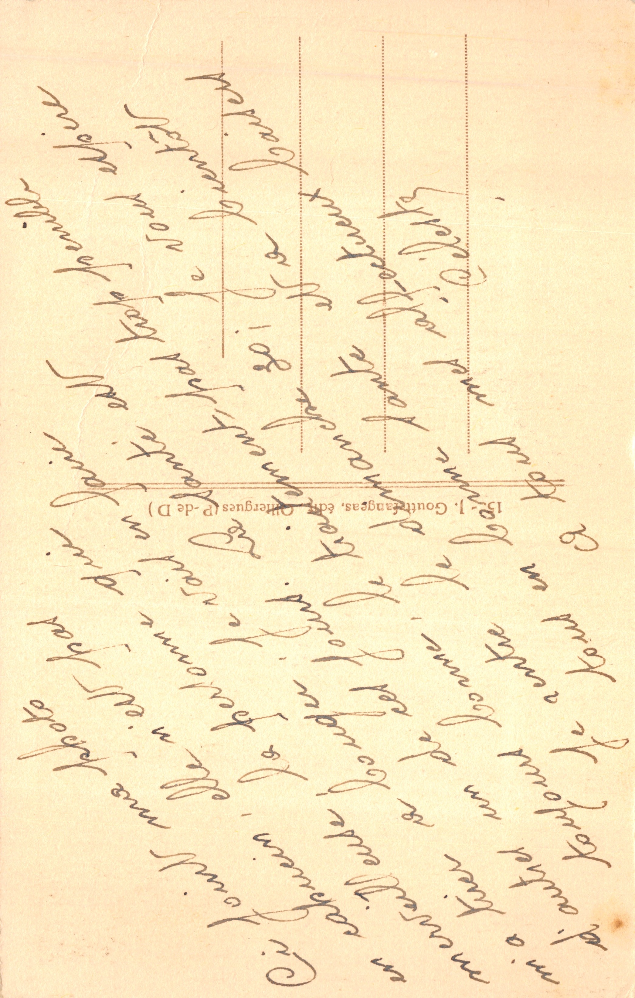 De grote waterval van Mont-Dore — poëtische view met gedicht — uitgever J. Gouinfranges, uitg. van D — Achterkant