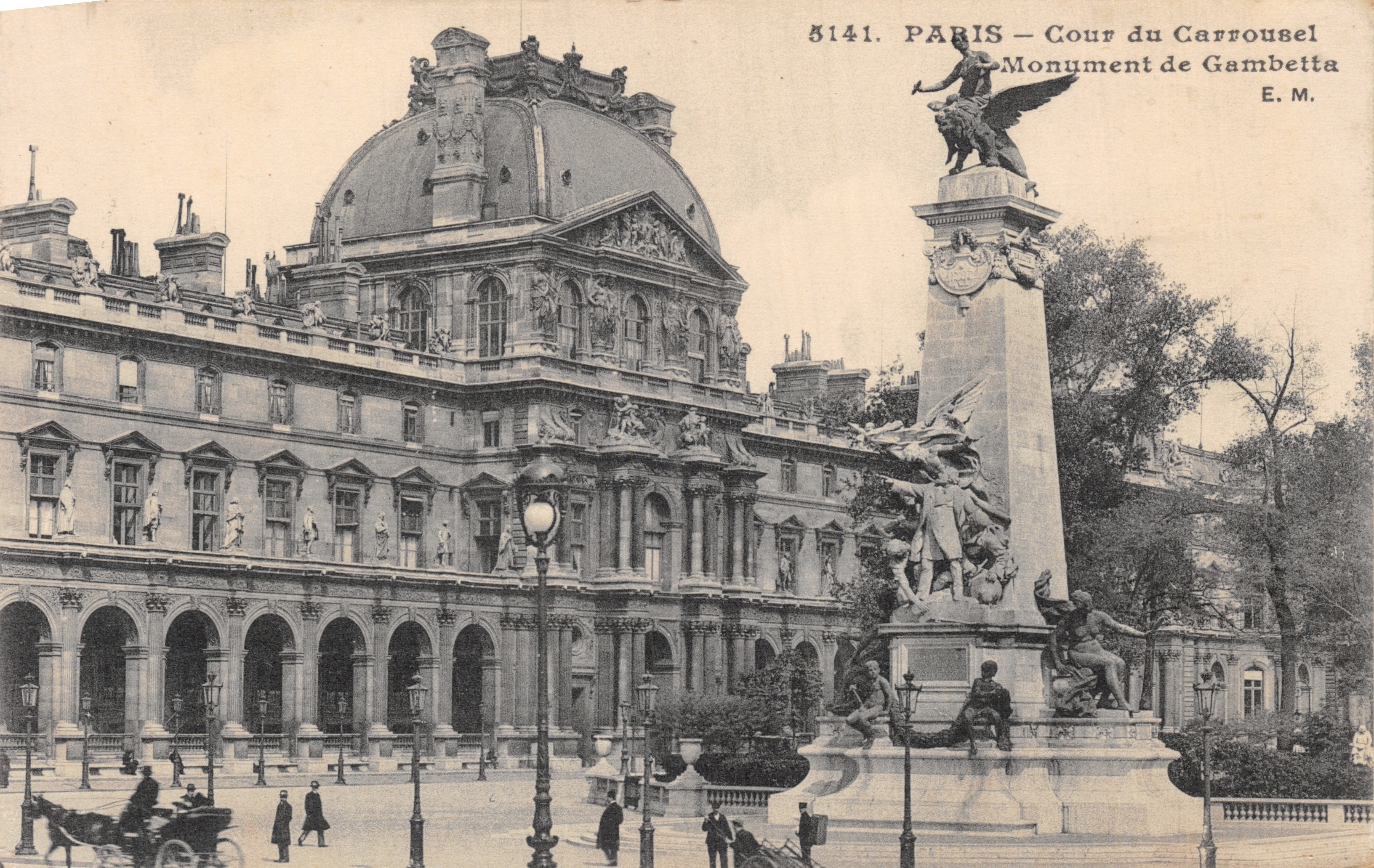 Paris — Cour du Carrousel — Monument de Gambetta, éditeur E.M. n° 5141