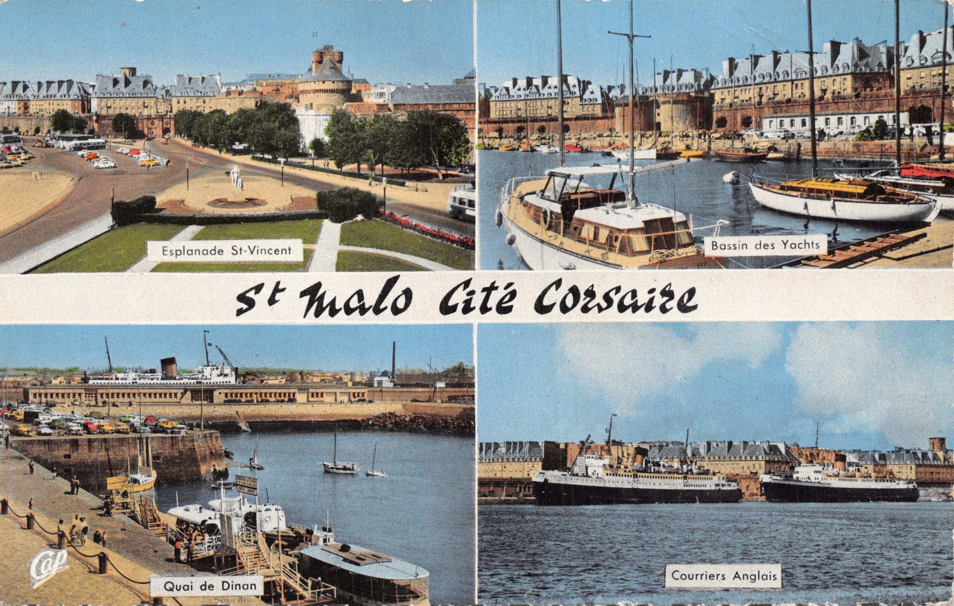 St Malo - Miasto Smoków — Esplanada St-Vincent, Basen Yachtowy, Przystań Dinan, Angielskie Przewoźnictwo — wydawca Cie des Arts Photomécaniques, 44, r. Letellier, Paris