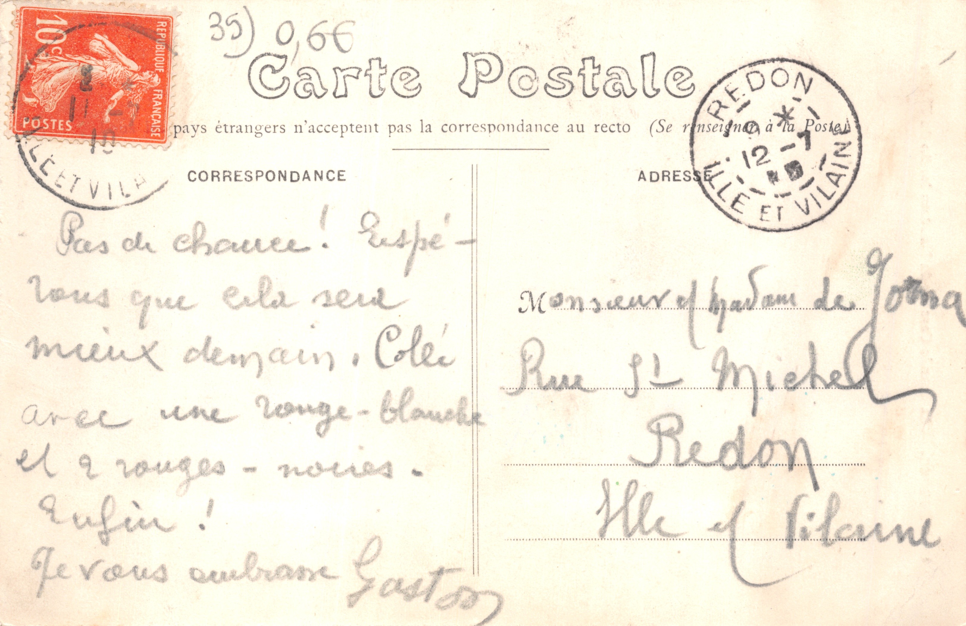 Rennes — De Grote Waterval van het nieuwe Tuin van Thabor — E. Mary-Rousseffare, uitg. Rennes — Achterkant