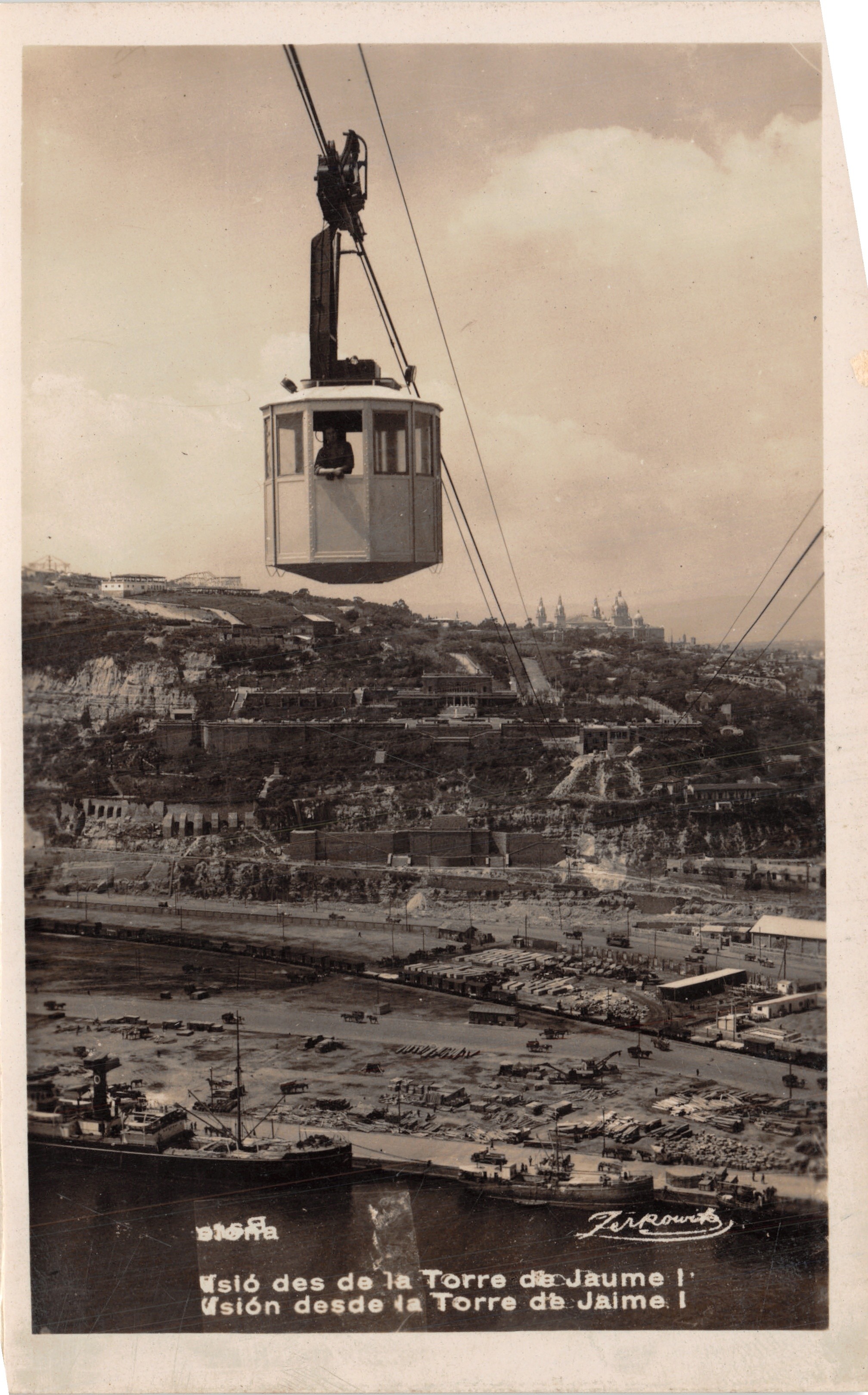 Vue du téléphérique de la Torre de Jaume I — Girona, éditeur 'F. Rovira' n° 1